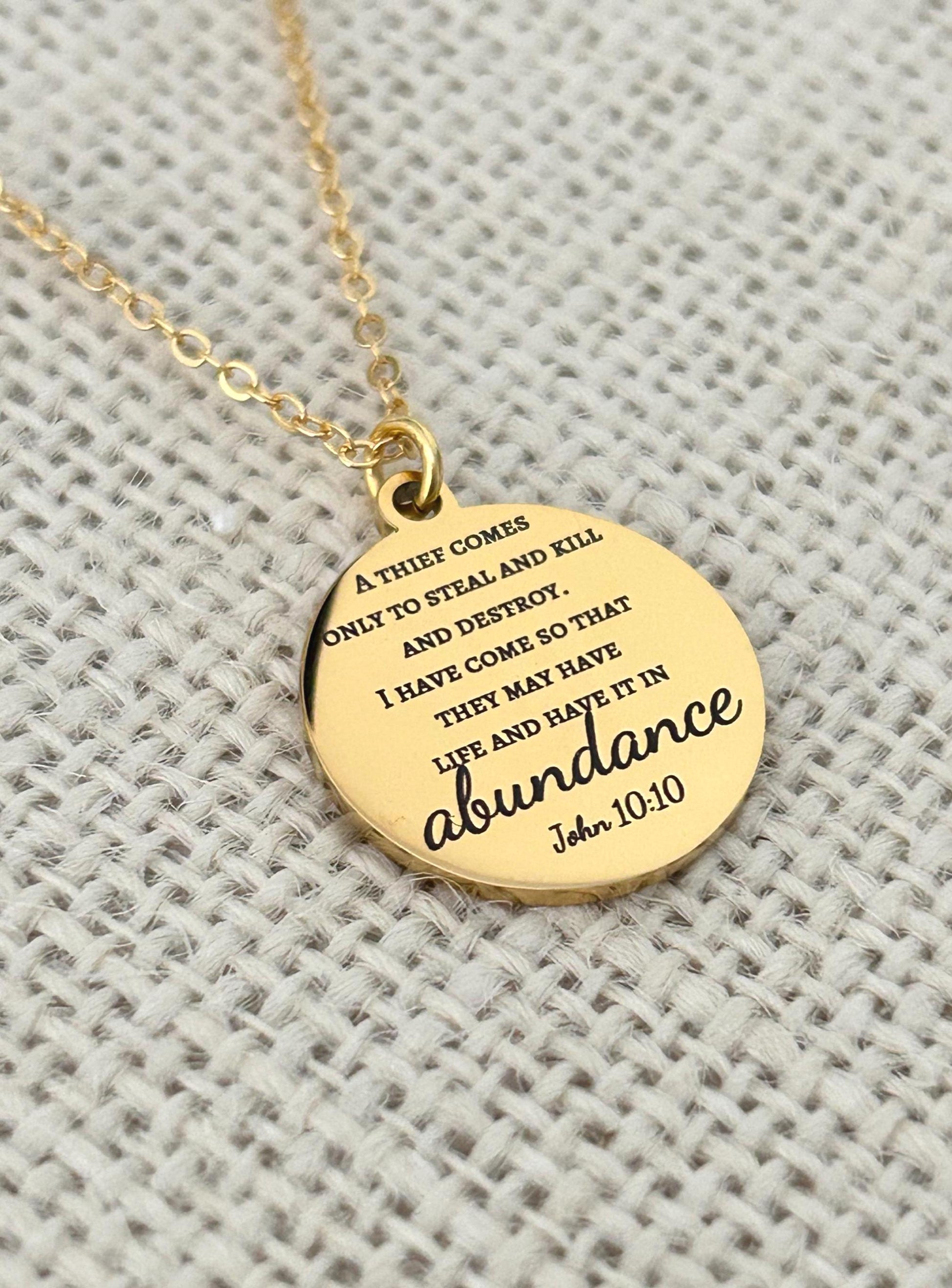John 10:10 The thief comes only to steal Bible Verse Necklace Christian Custom Gifts Personalized Necklace