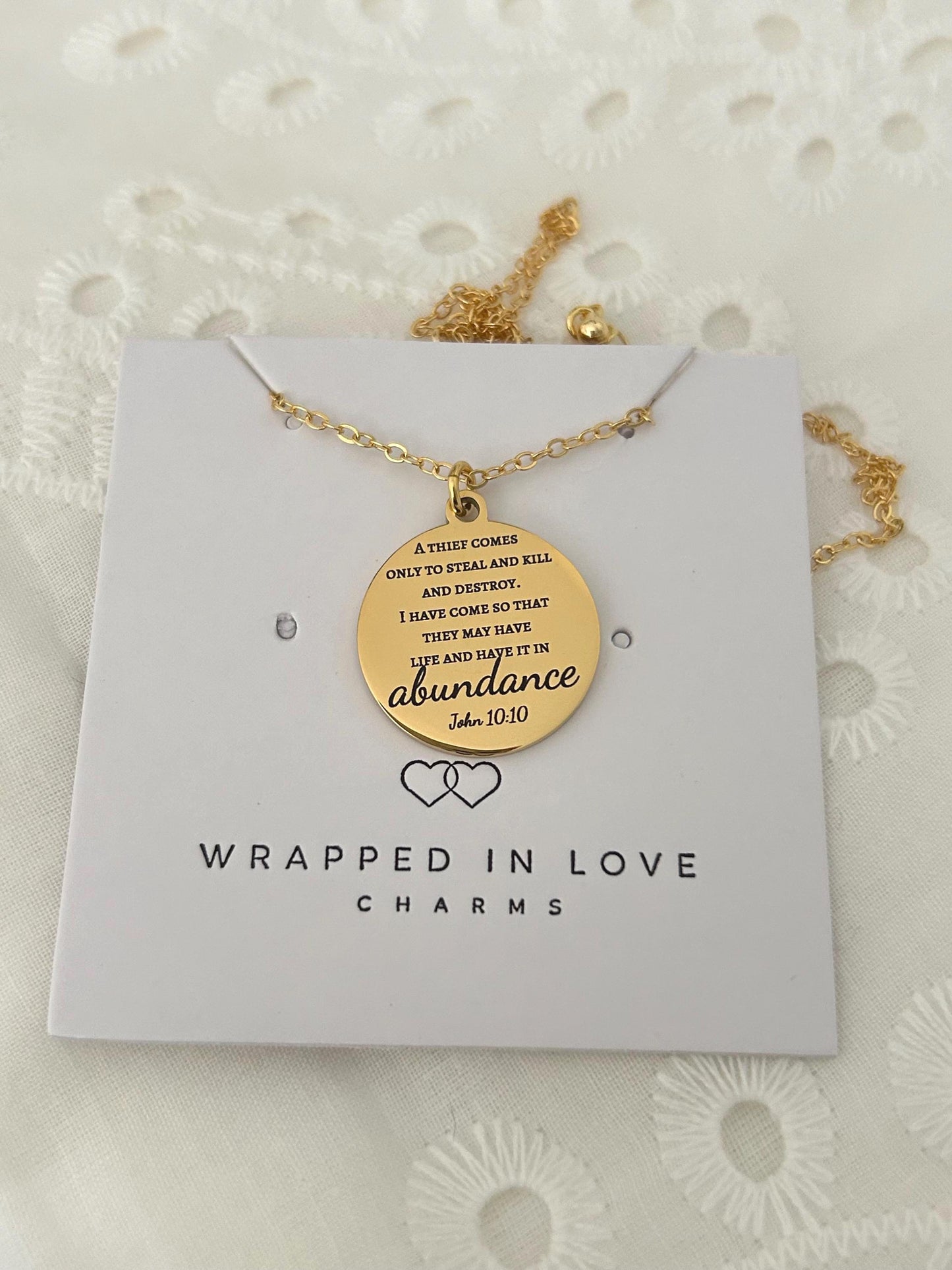 John 10:10 The thief comes only to steal Bible Verse Necklace Christian Custom Gifts Personalized Necklace