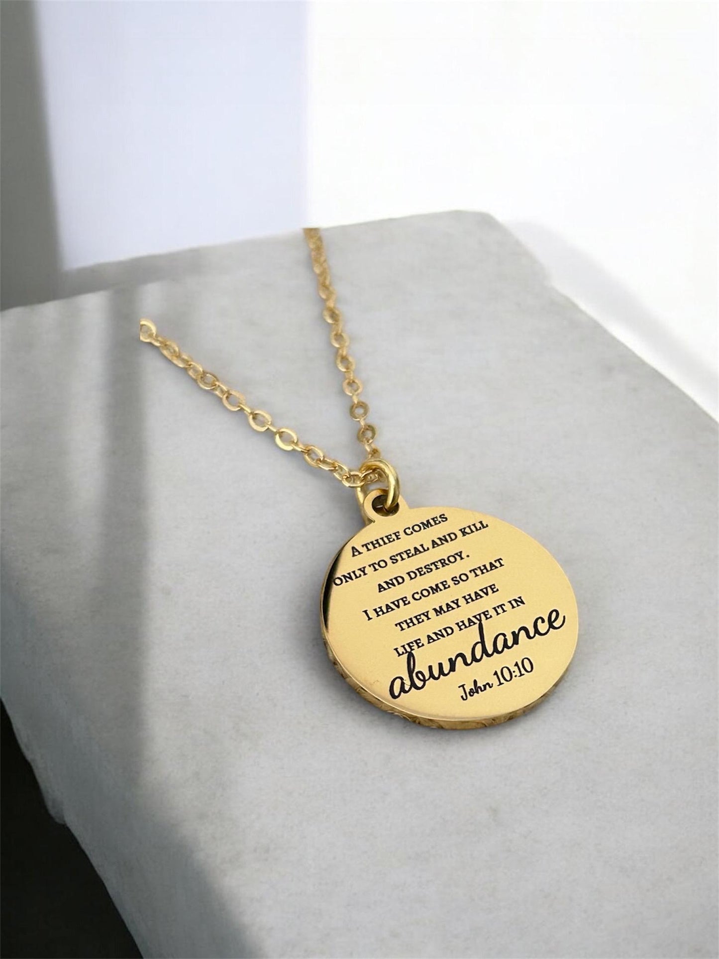 John 10:10 The thief comes only to steal Bible Verse Necklace Christian Custom Gifts Personalized Necklace