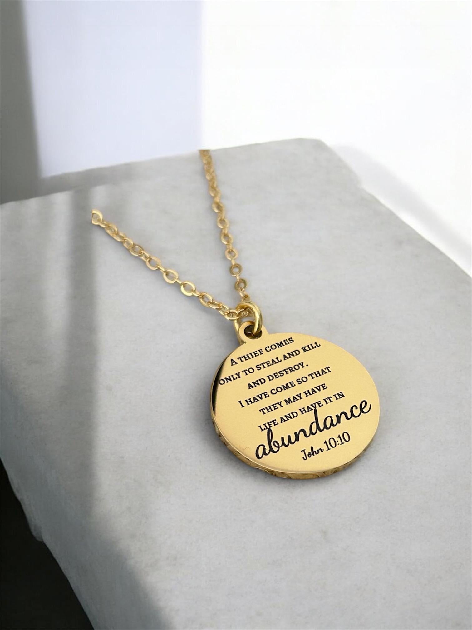 John 10:10 The thief comes only to steal Bible Verse Necklace Christian Custom Gifts Personalized Necklace