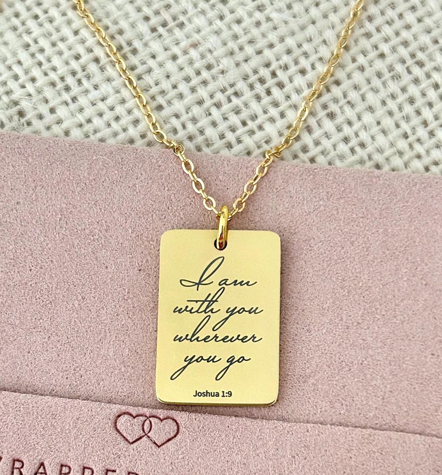 Joshua 1:9 I am with you wherever you go Bible Verse Necklace, Christian Gifts, Personalized Scripture Charm, Baptism, Birthday gift for Her