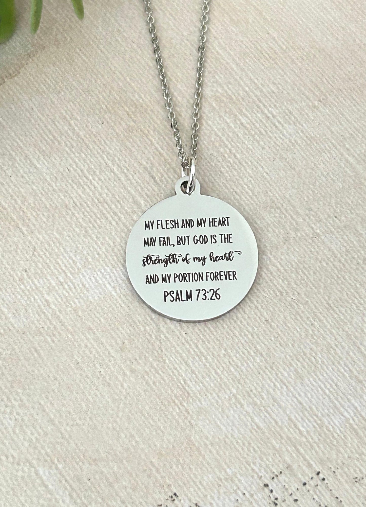 My Flesh and My heart may fail but God Psalm 73:26 Bible Verse Necklace, Christian Gifts, Scripture Jewelry, Get Well Gift, But God Necklace