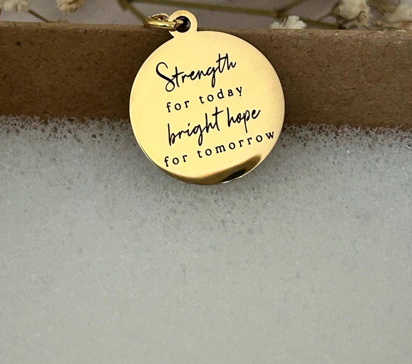 Gold Plated Inspirational Necklace: Personalized Christian Gift Strength for today Bright hope for Tomorrow