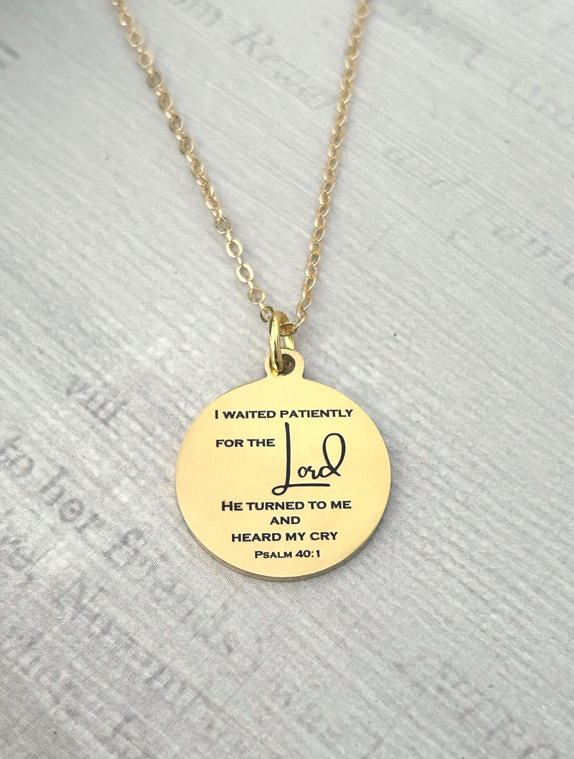 Psalm 40:1 Bible Verse Necklace I waited patiently for The Lord Christian Gift