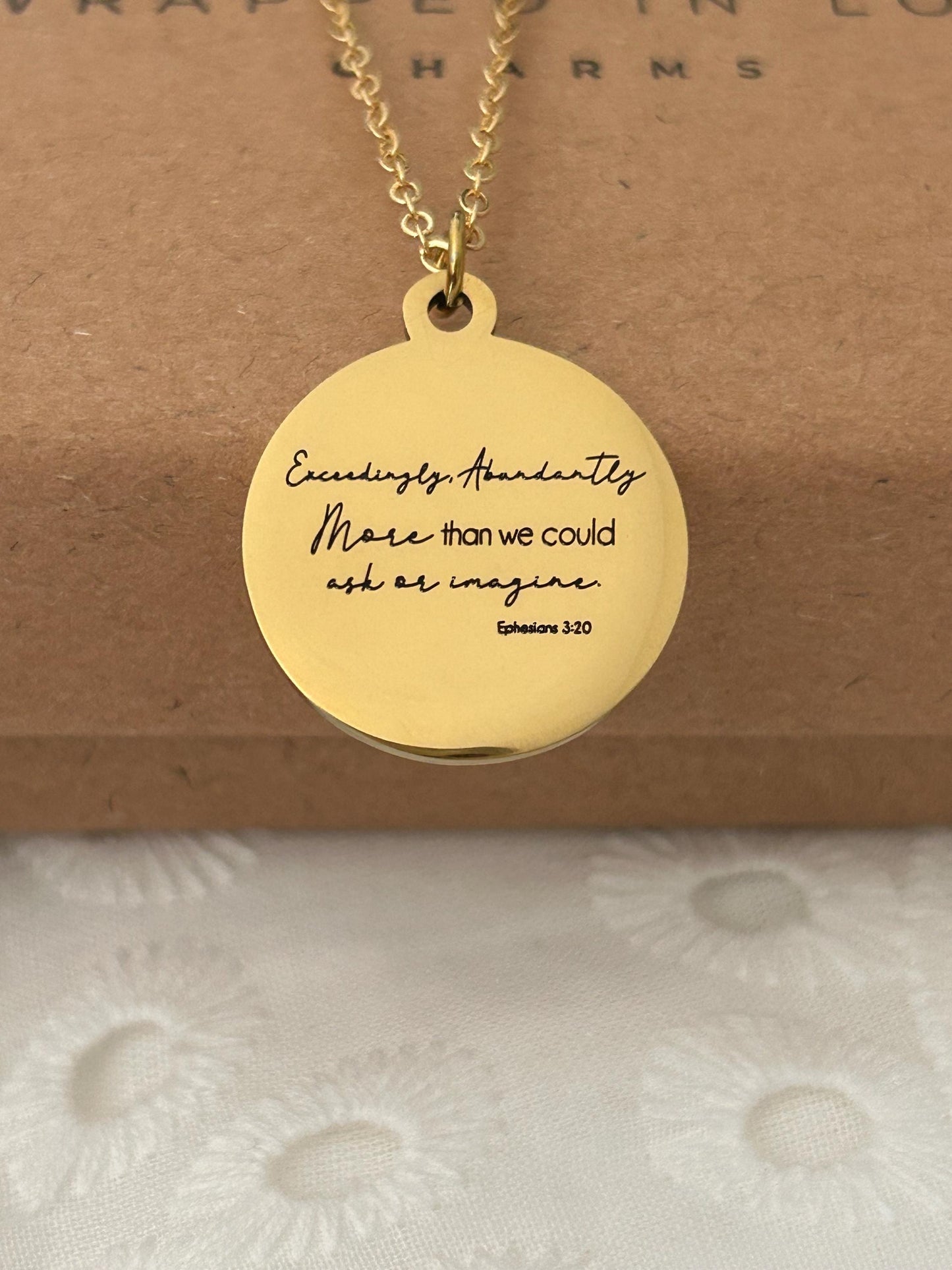 Exceedingly Abundantly Necklace Ephesians 3:20 | Christian Scripture Necklace | Faith Jewelry Gift for Her