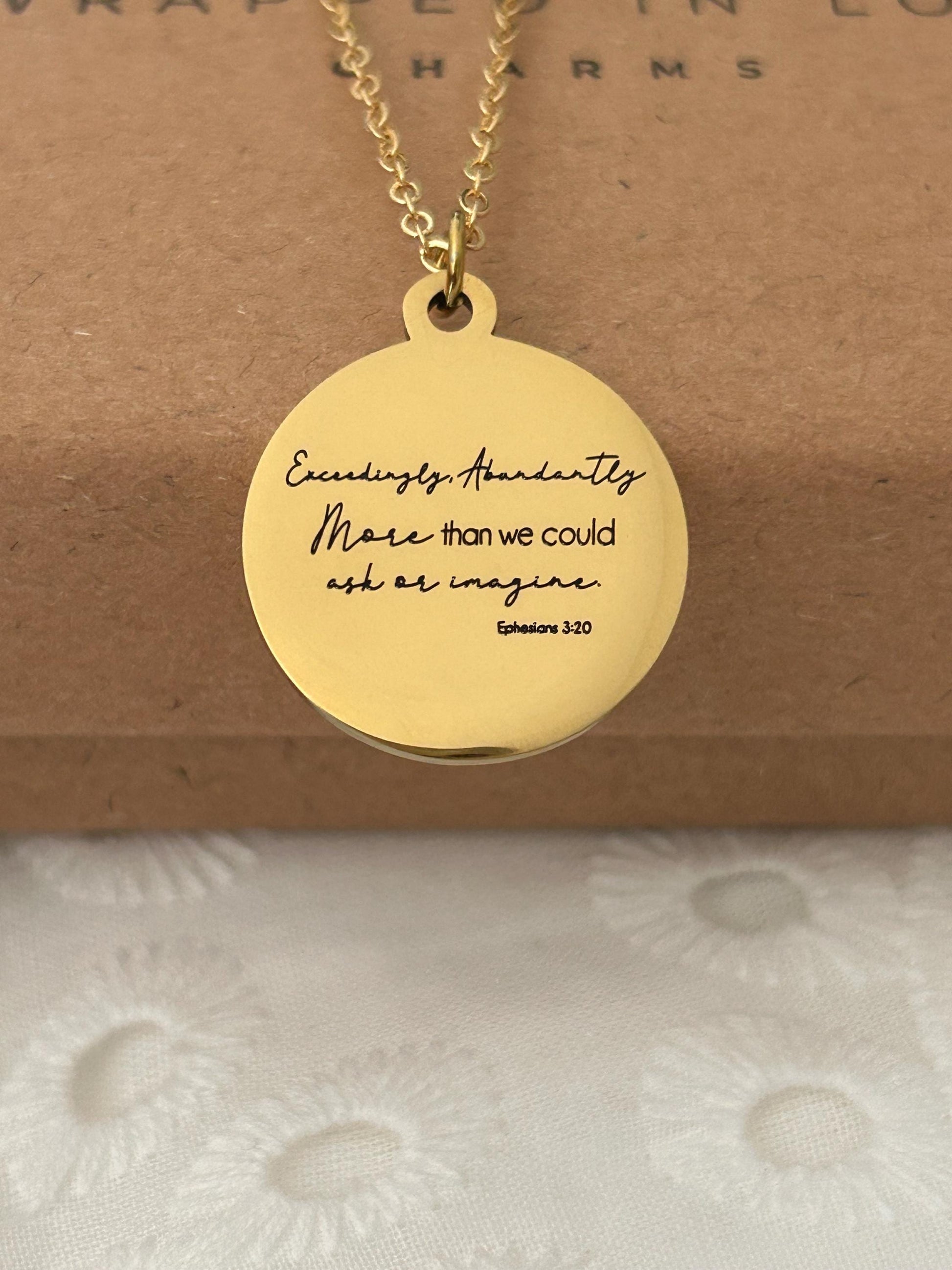 Exceedingly Abundantly Necklace Ephesians 3:20 | Christian Scripture Necklace | Faith Jewelry Gift for Her