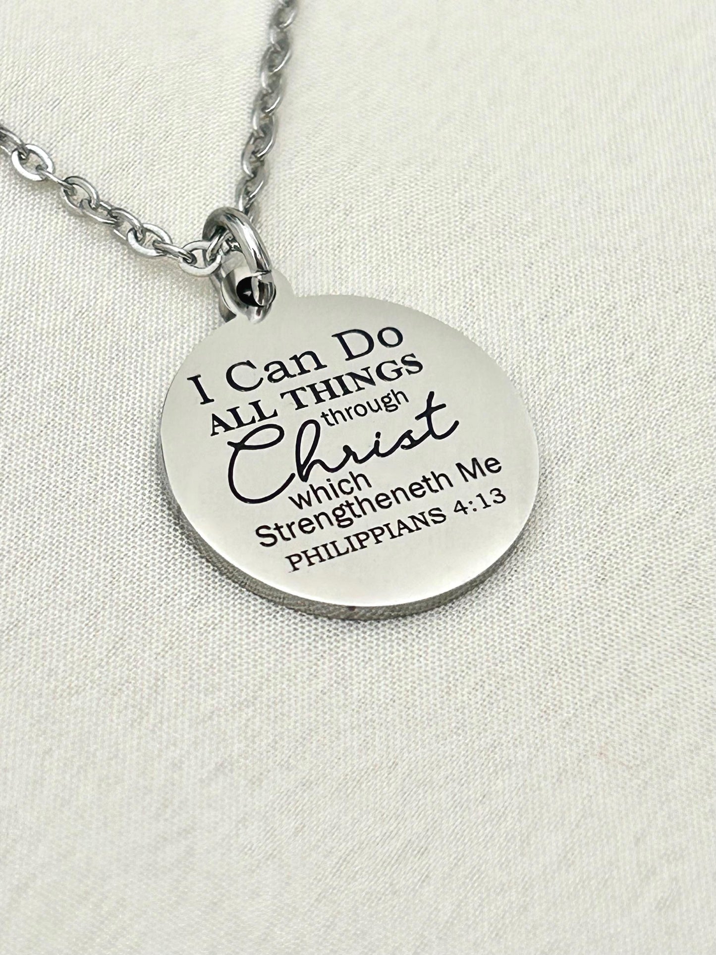 I Can Do All Things Through Christ Necklace, Christian Gift for Women, Philippians 4:13 Jewelry, Faith Necklace, Mothers Day Gifts