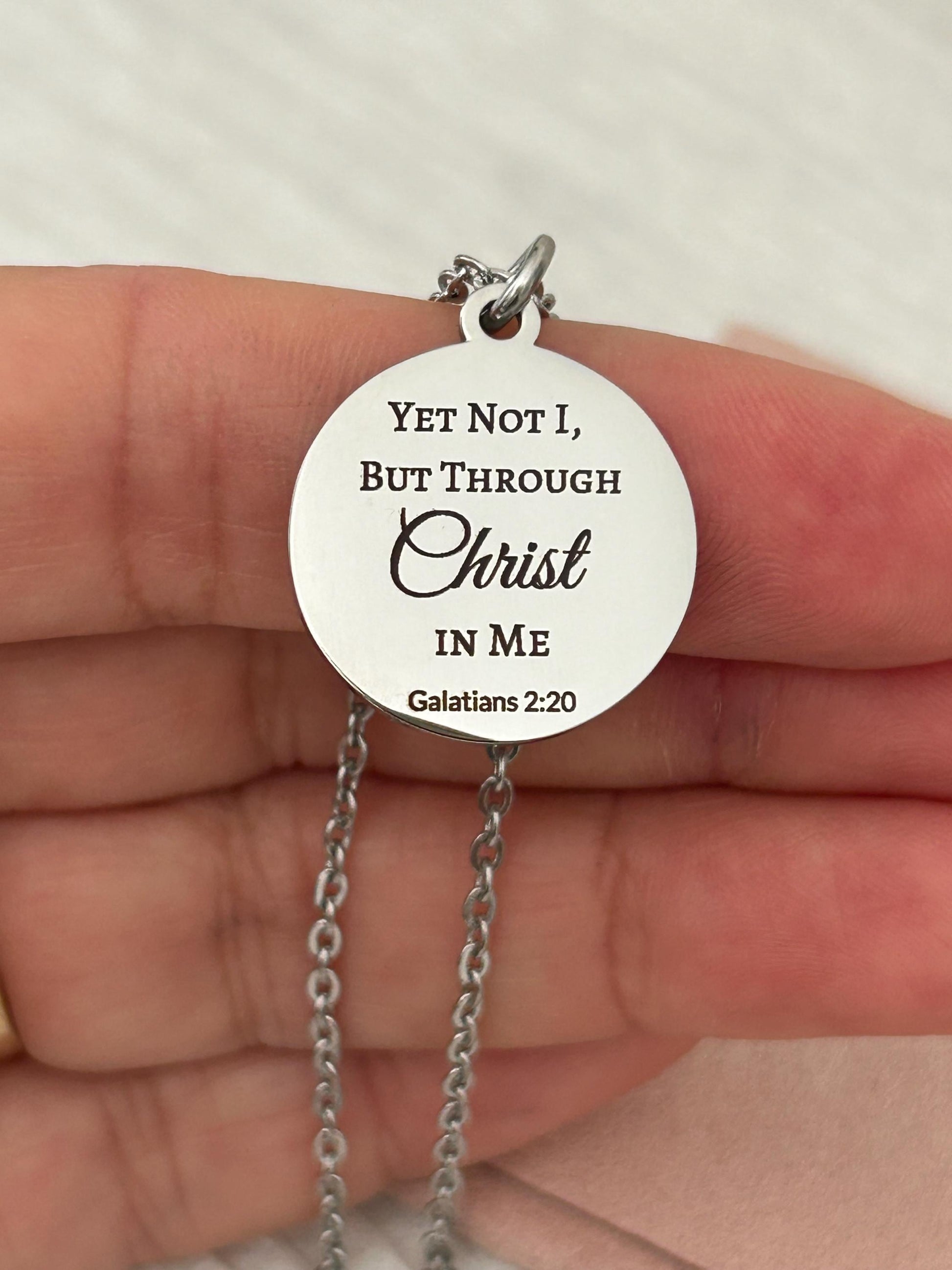 Yet Not I Necklace, Galatians 2:20 Christian Necklace, Faith Scripture Jewelry Gift for Her