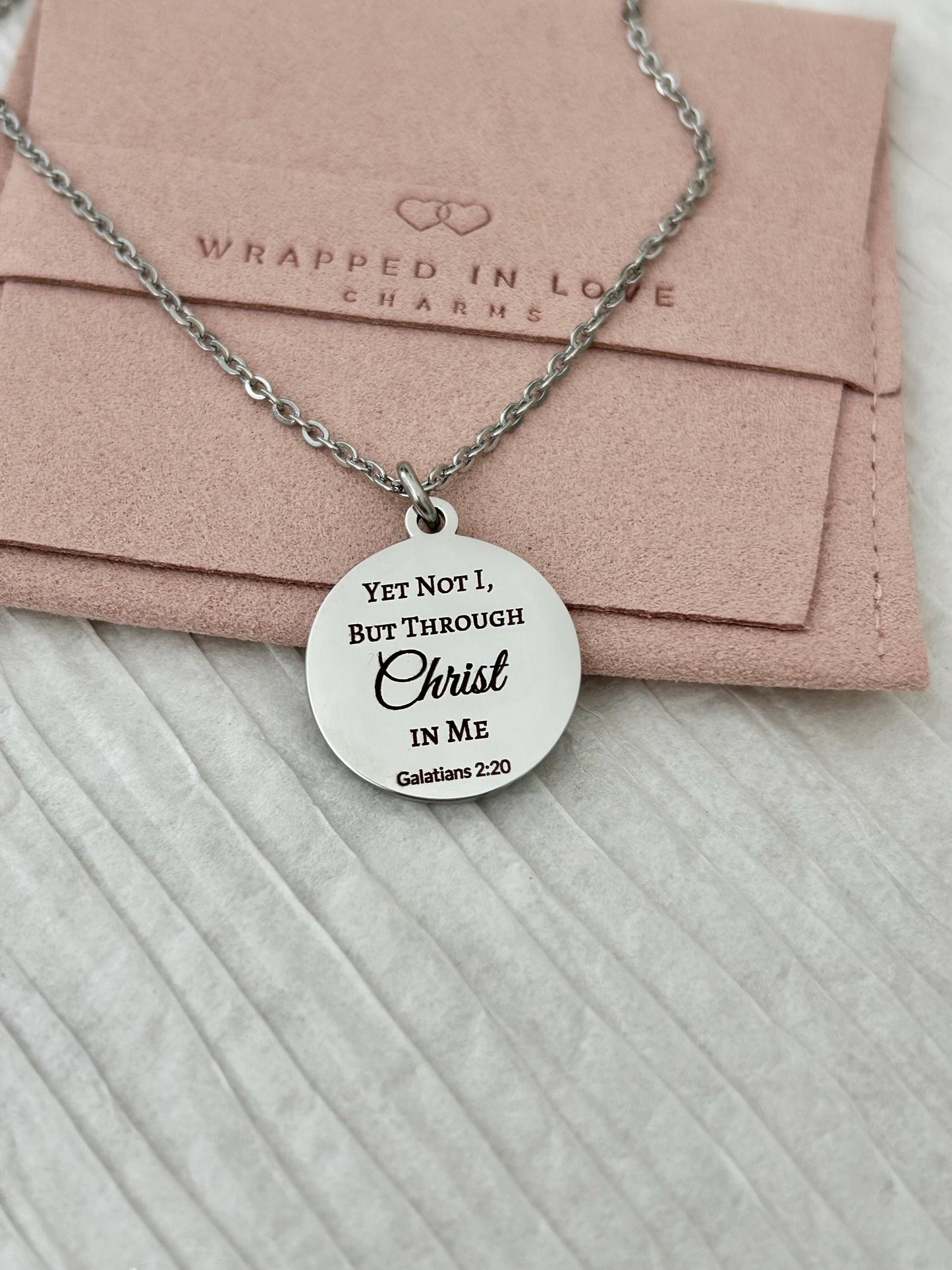 Yet Not I Necklace, Galatians 2:20 Christian Necklace, Faith Scripture Jewelry Gift for Her