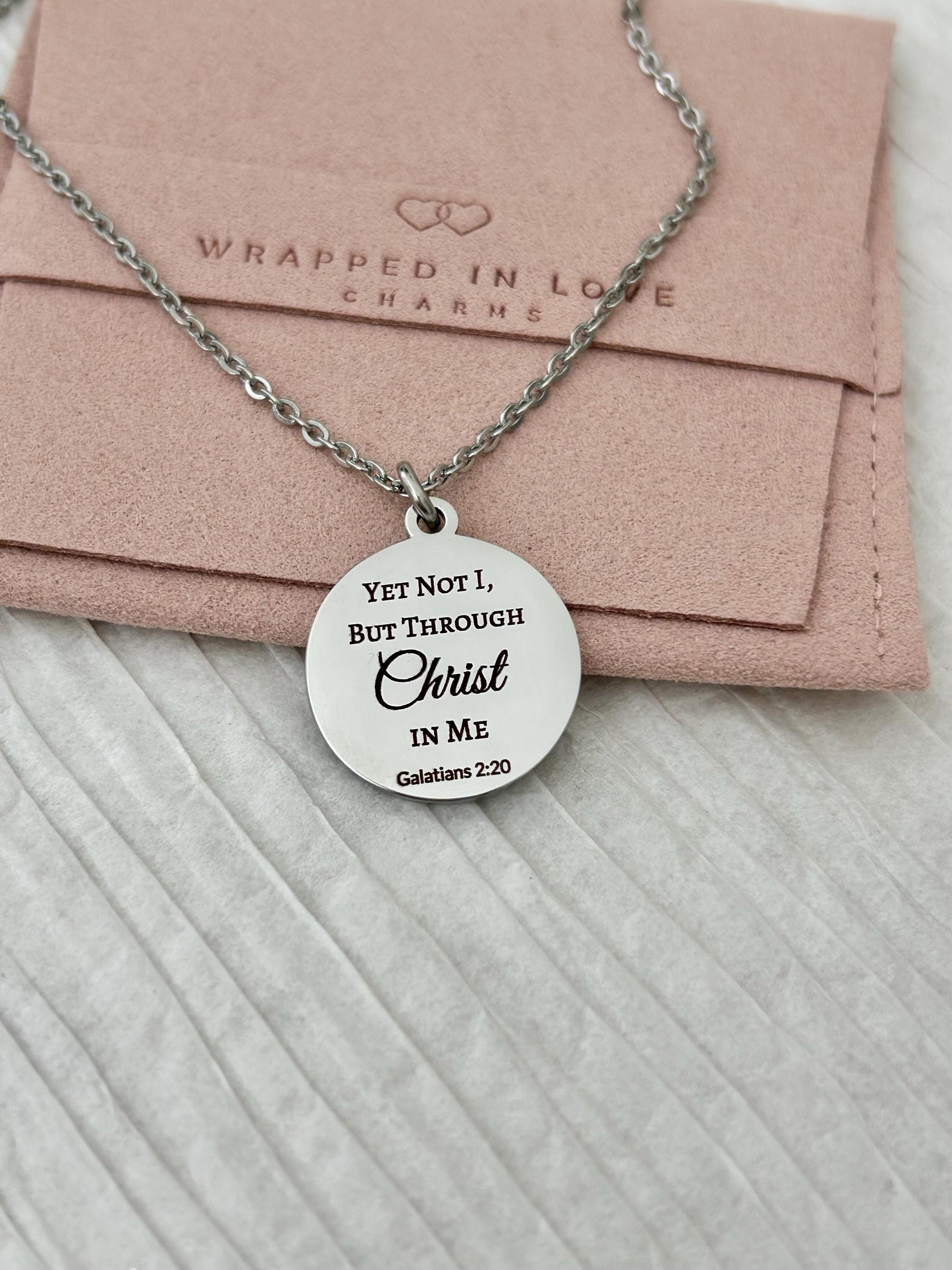 Yet Not I Necklace, Galatians 2:20 Christian Necklace, Faith Scripture Jewelry Gift for Her