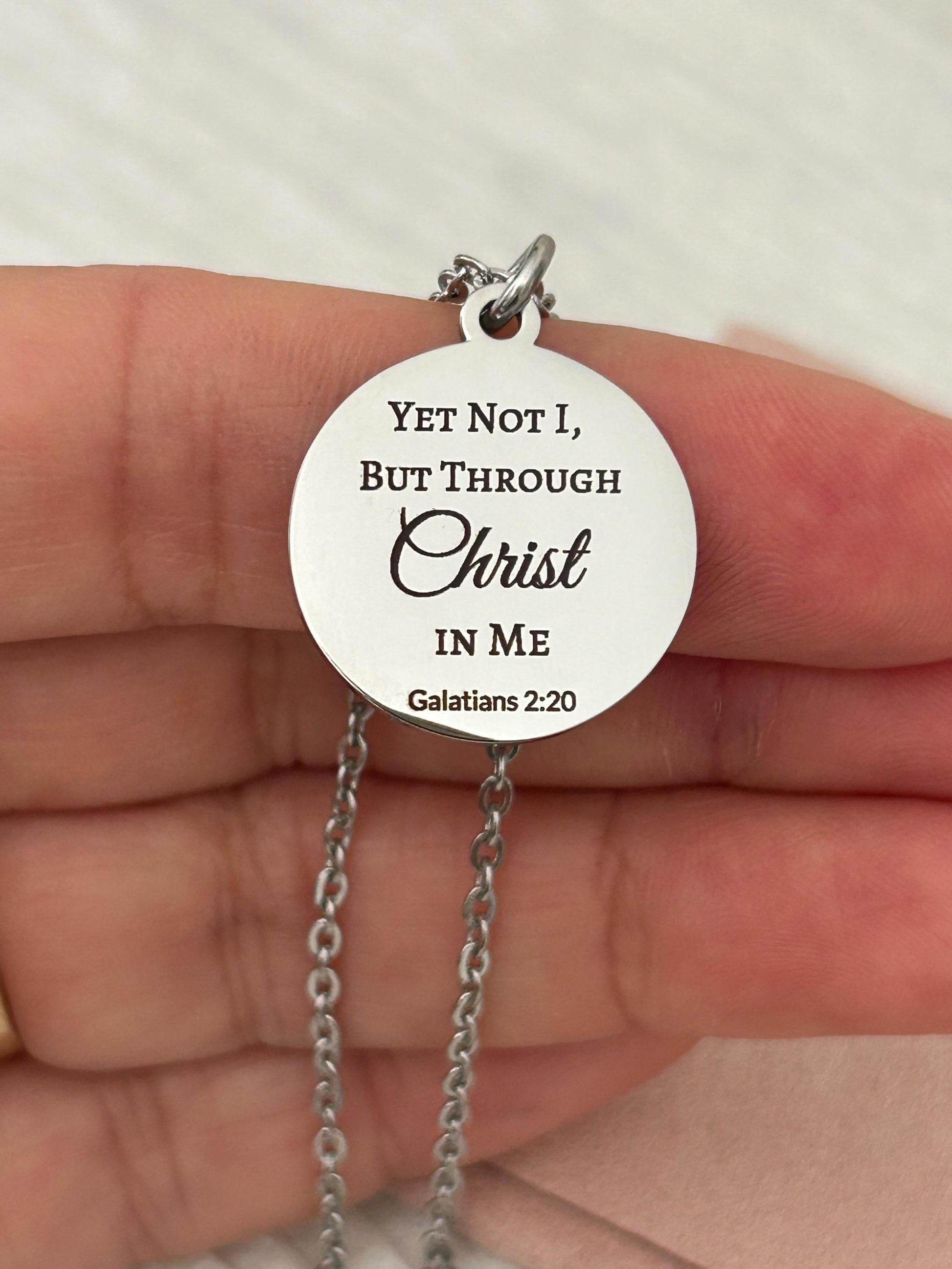 Yet Not I Necklace, Galatians 2:20 Christian Necklace, Faith Scripture Jewelry Gift for Her