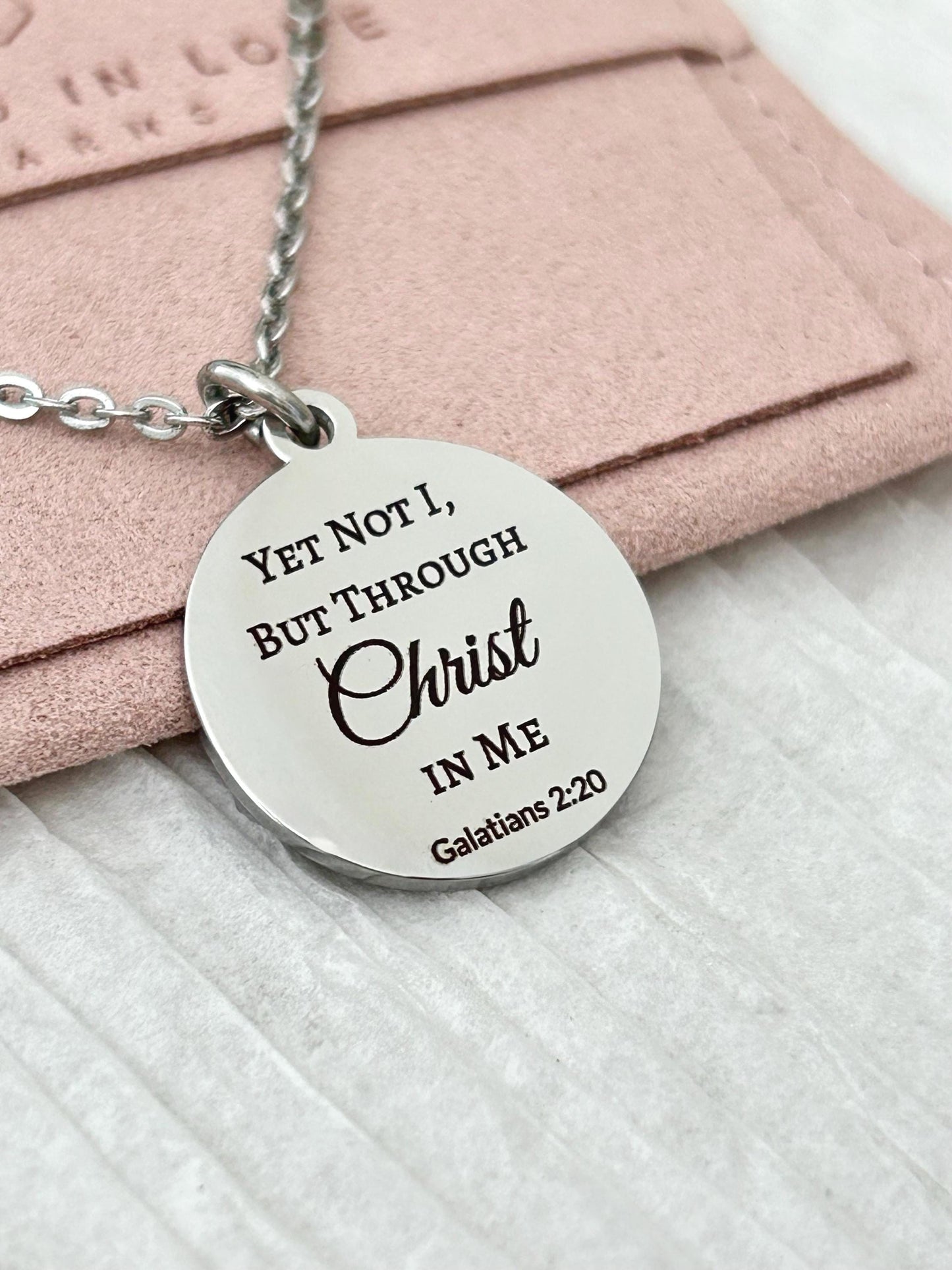 Yet Not I Necklace, Galatians 2:20 Christian Necklace, Faith Scripture Jewelry Gift for Her