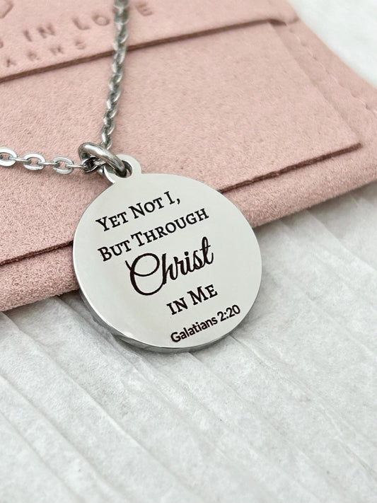 Yet Not I Necklace, Galatians 2:20 Christian Necklace, Faith Scripture Jewelry Gift for Her