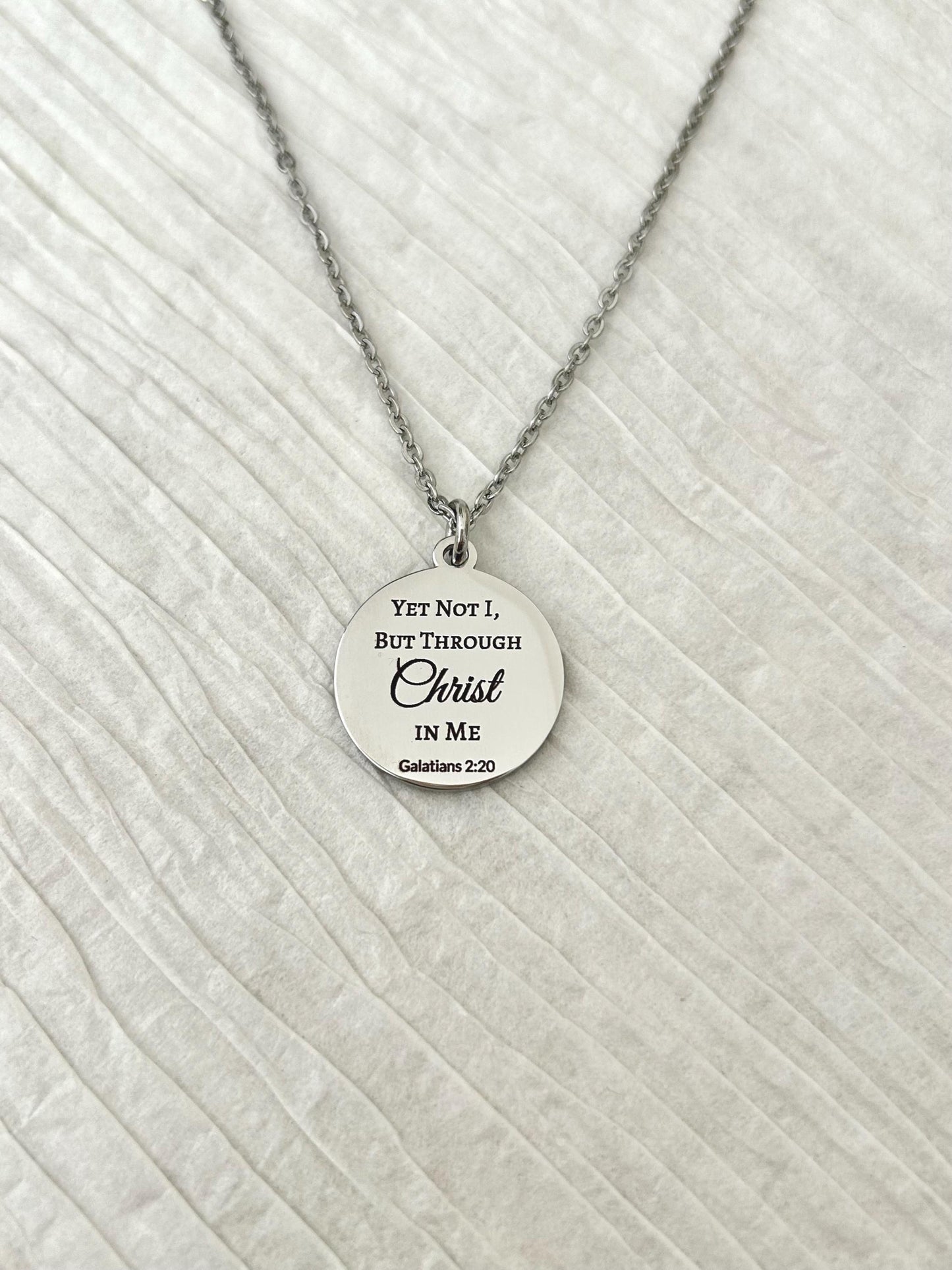 Yet Not I Necklace, Galatians 2:20 Christian Necklace, Faith Scripture Jewelry Gift for Her