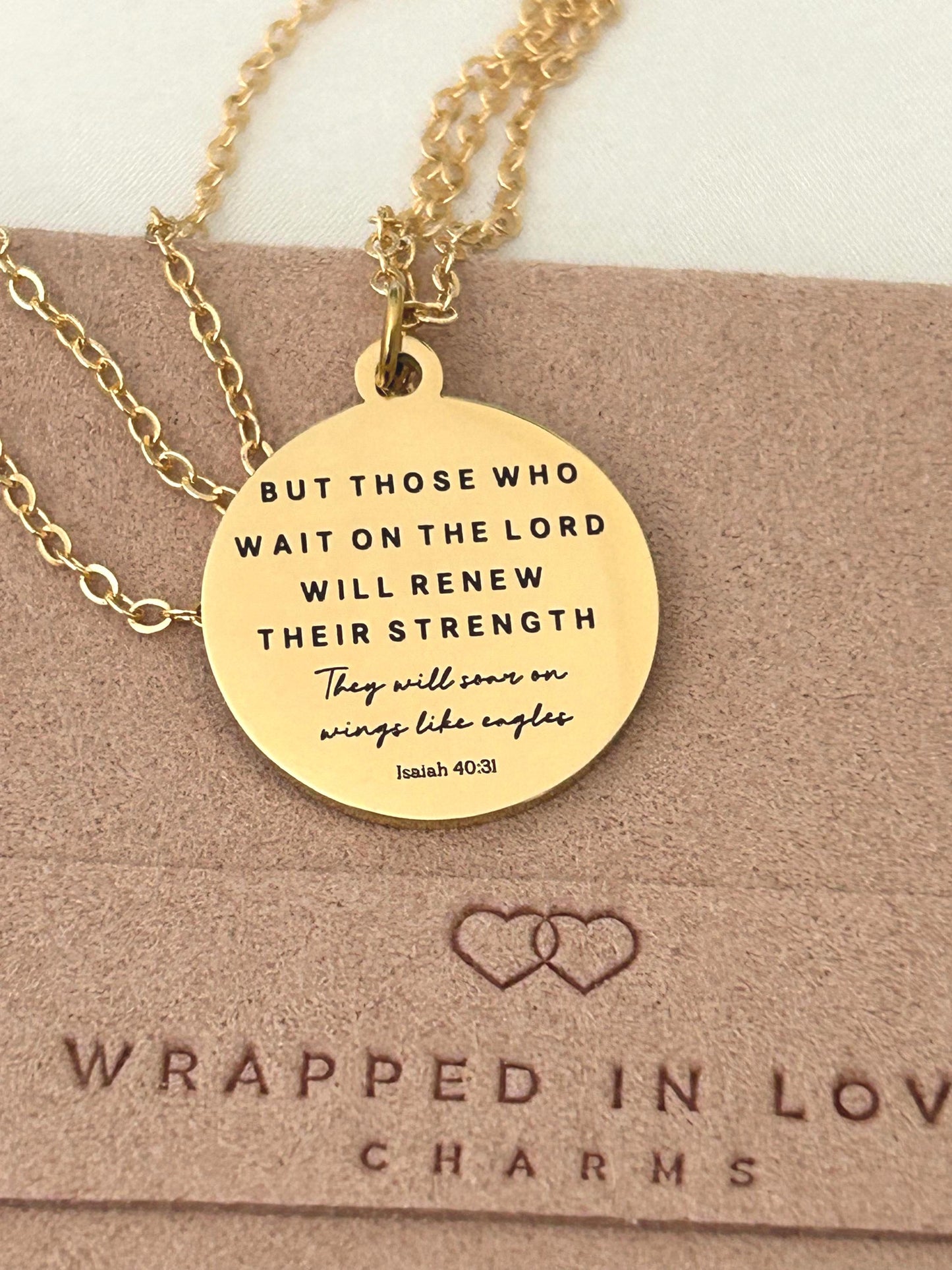 Isaiah 40:31 But Those who wait on The Lord Bible Verse Necklace, Christian Scripture Jewelry