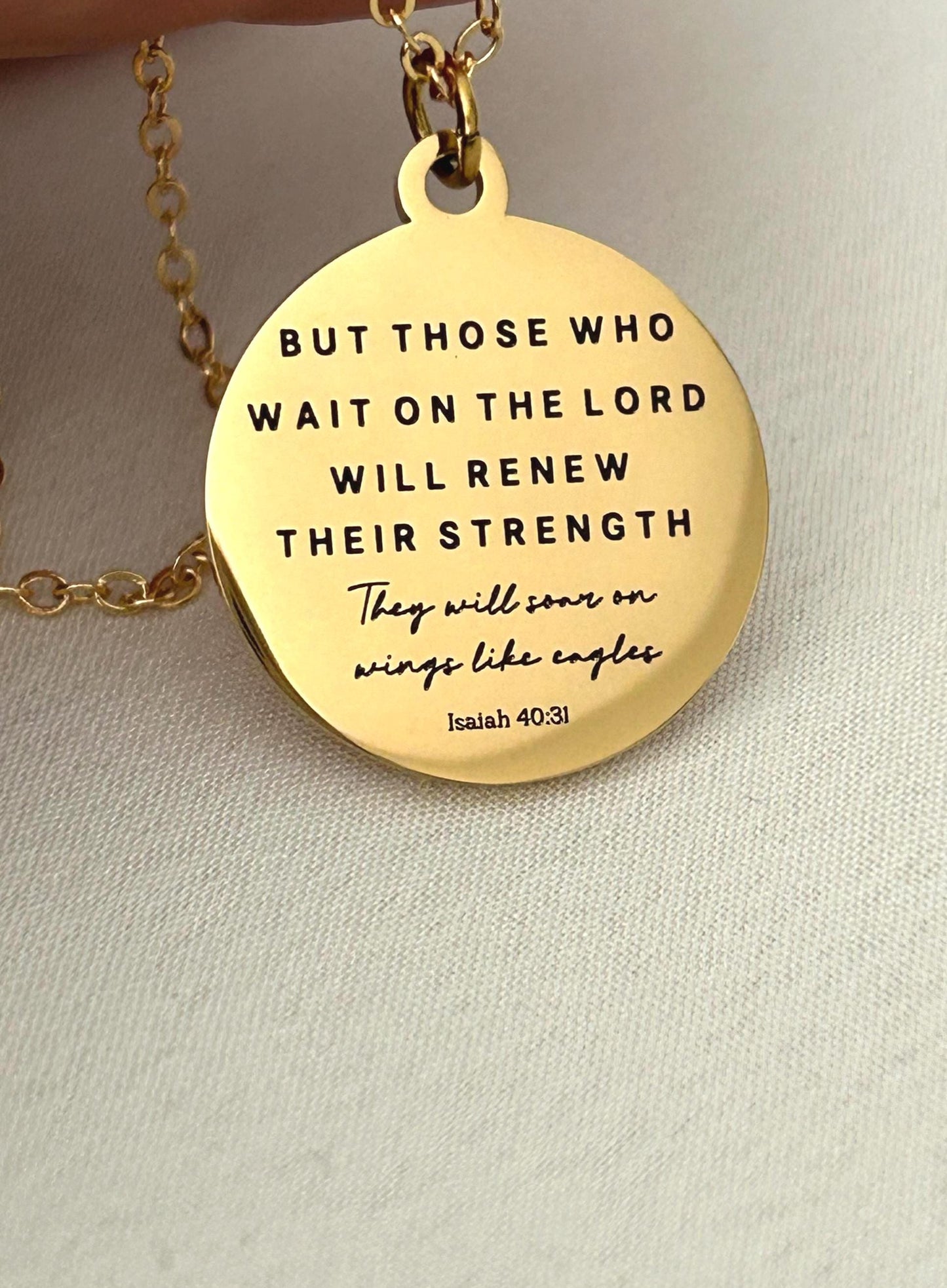 Isaiah 40:31 But Those who wait on The Lord Bible Verse Necklace, Christian Scripture Jewelry