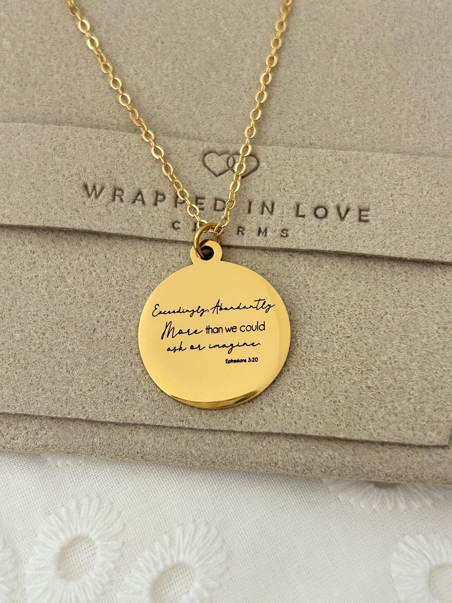 Exceedingly Abundantly Necklace Ephesians 3:20 | Christian Scripture Necklace | Faith Jewelry Gift for Her