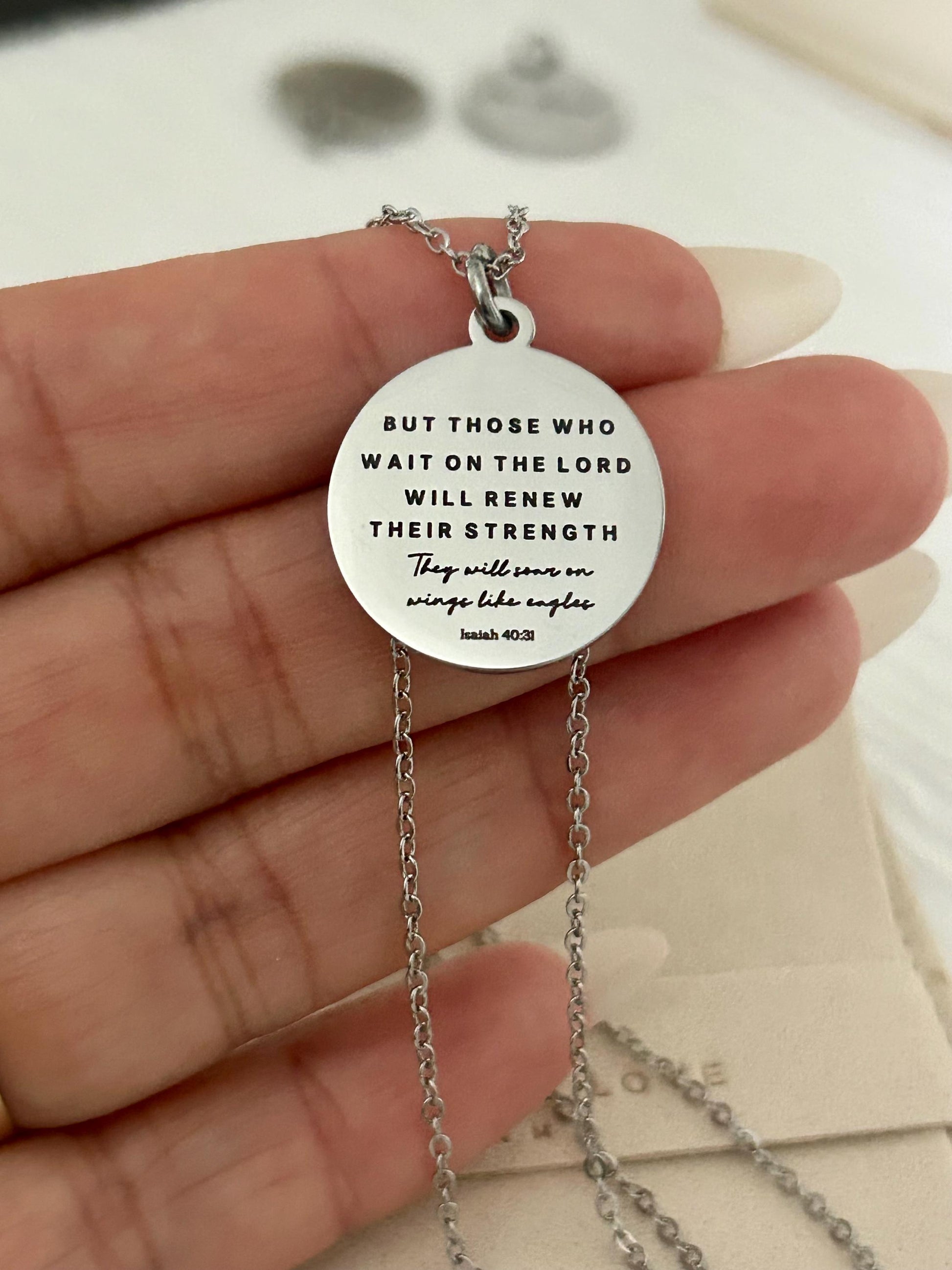 But Those who wait on The Lord Isaiah 40:31 Bible Verse Necklace, Christian Gifts, Scripture Jewelry