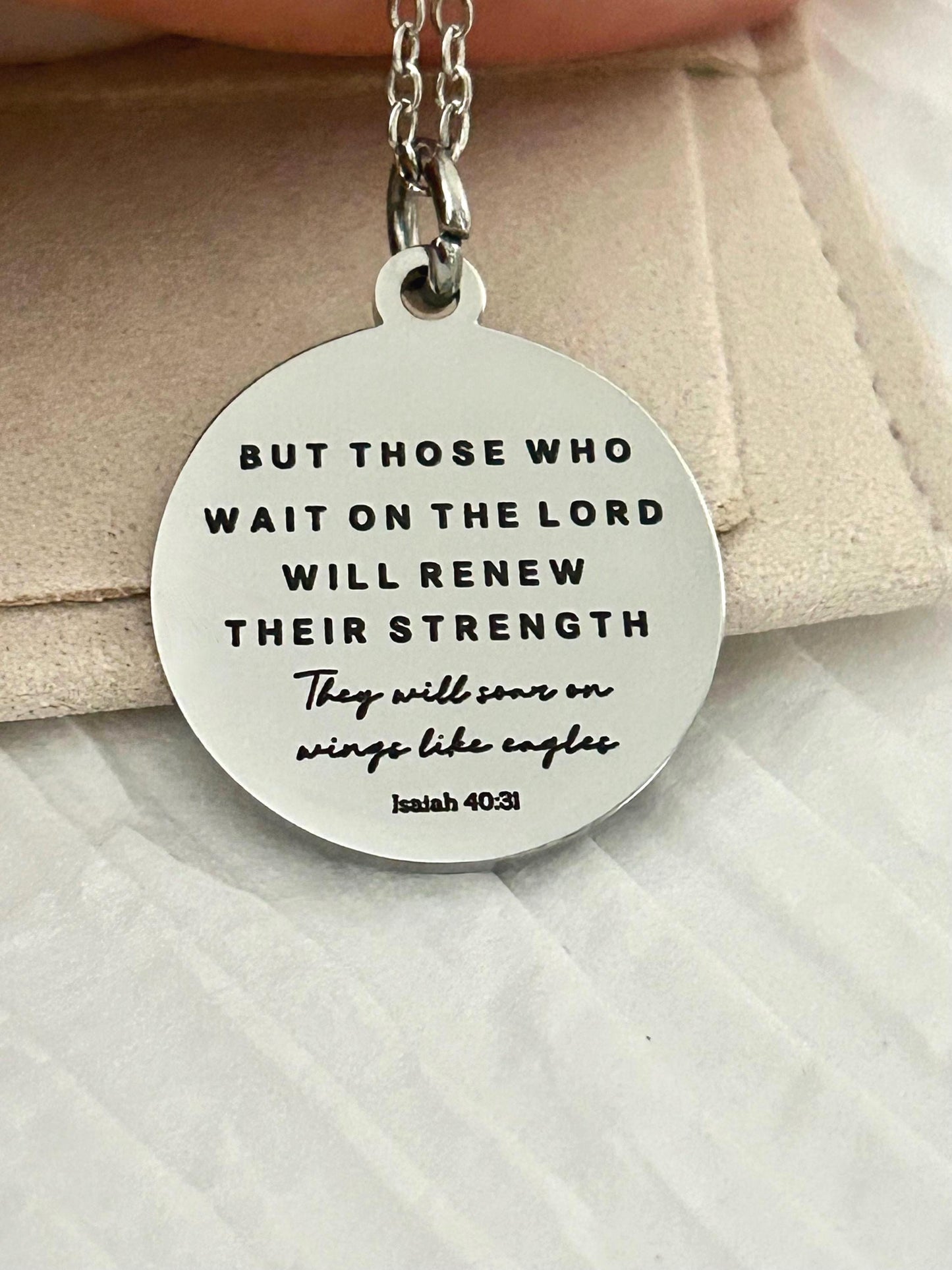 But Those who wait on The Lord Isaiah 40:31 Bible Verse Necklace, Christian Gifts, Scripture Jewelry