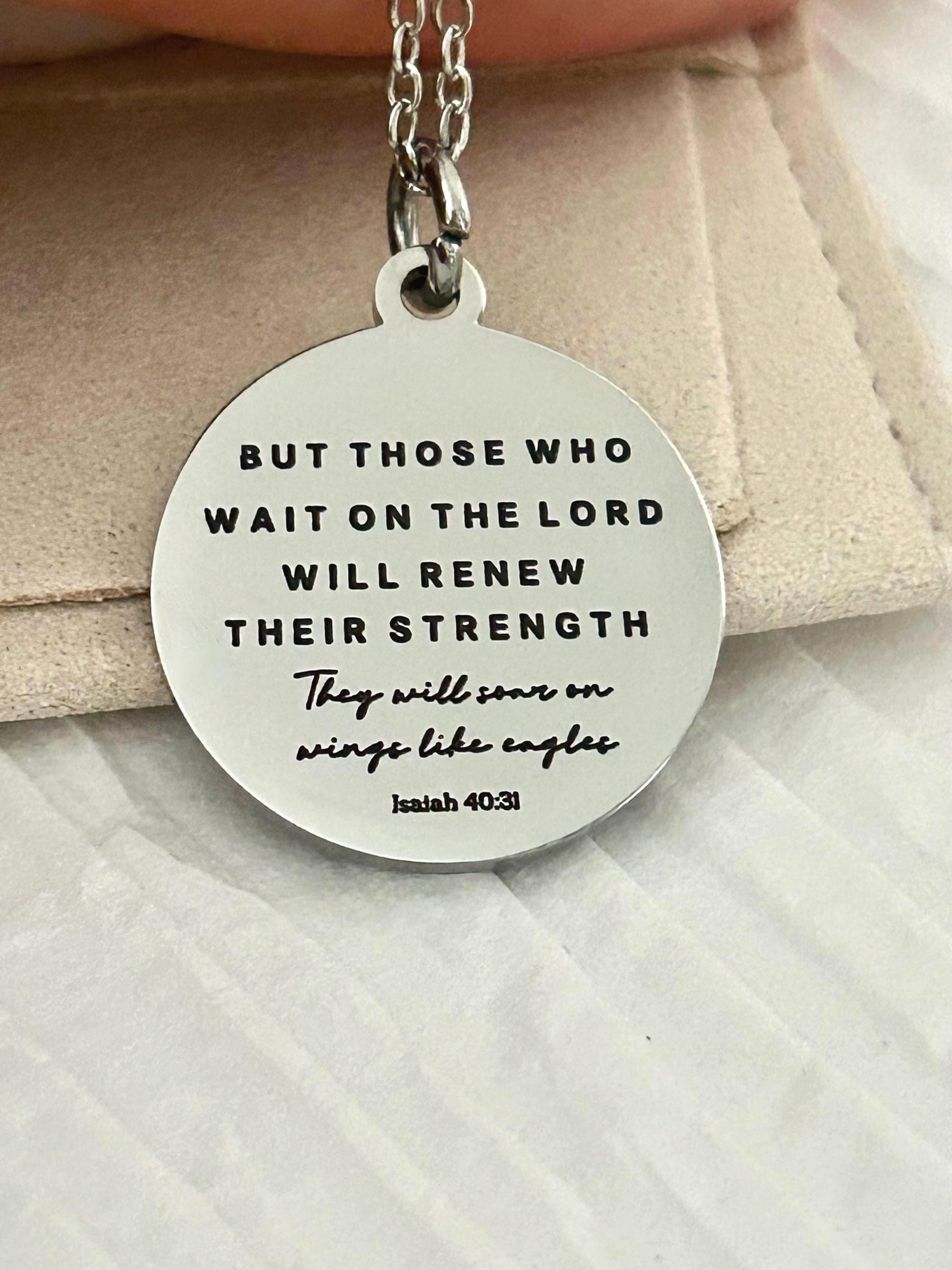 But Those who wait on The Lord Isaiah 40:31 Bible Verse Necklace, Christian Gifts, Scripture Jewelry