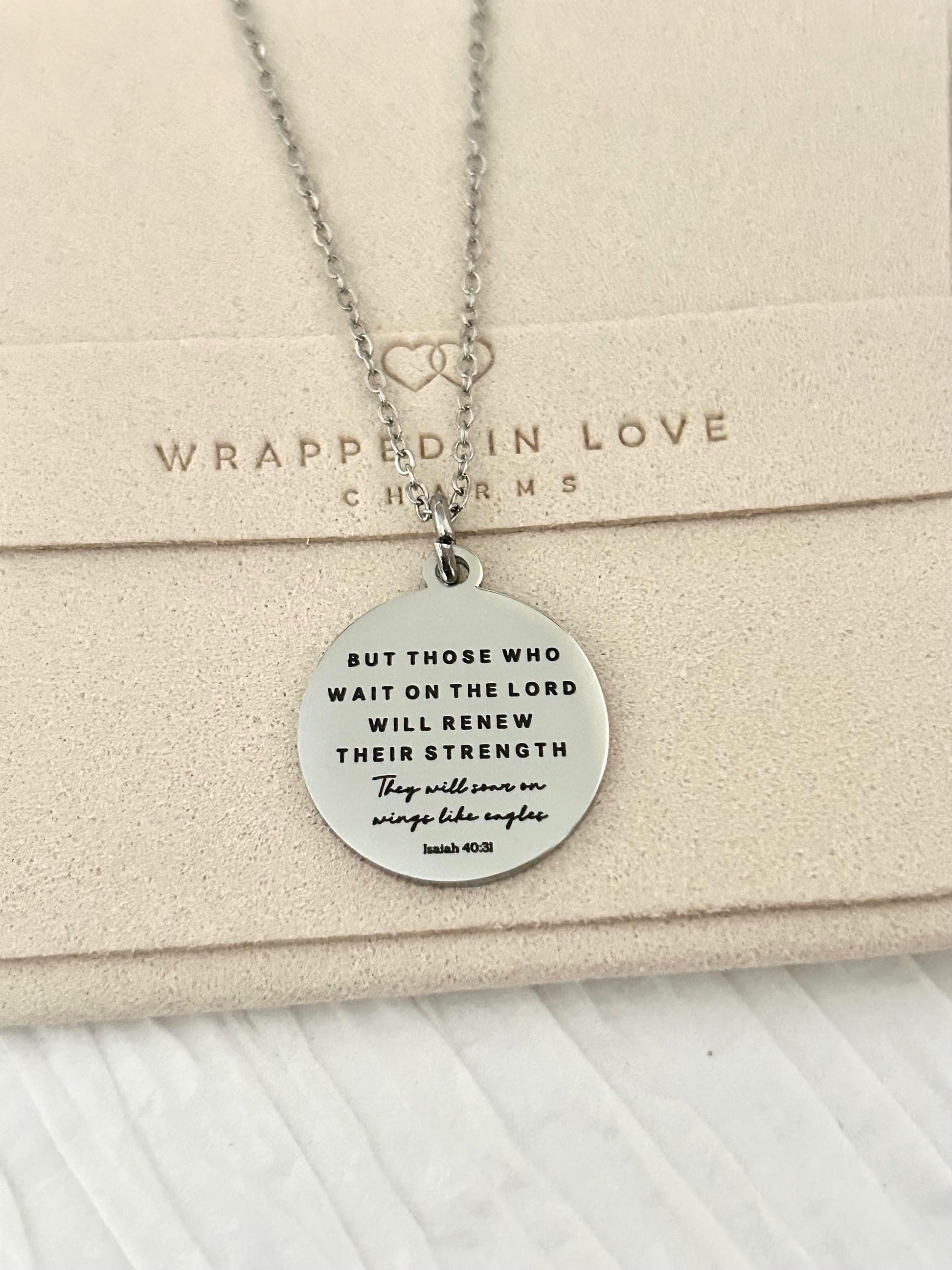 But Those who wait on The Lord Isaiah 40:31 Bible Verse Necklace, Christian Gifts, Scripture Jewelry
