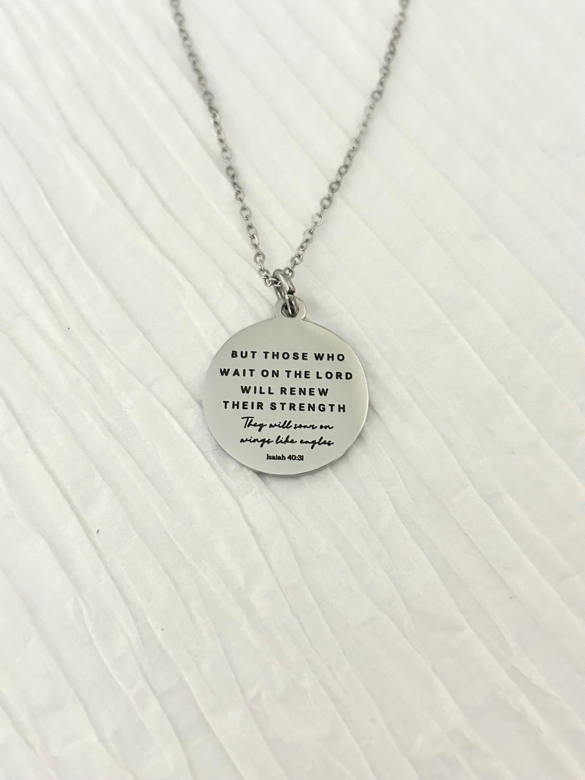 But Those who wait on The Lord Isaiah 40:31 Bible Verse Necklace, Christian Gifts, Scripture Jewelry