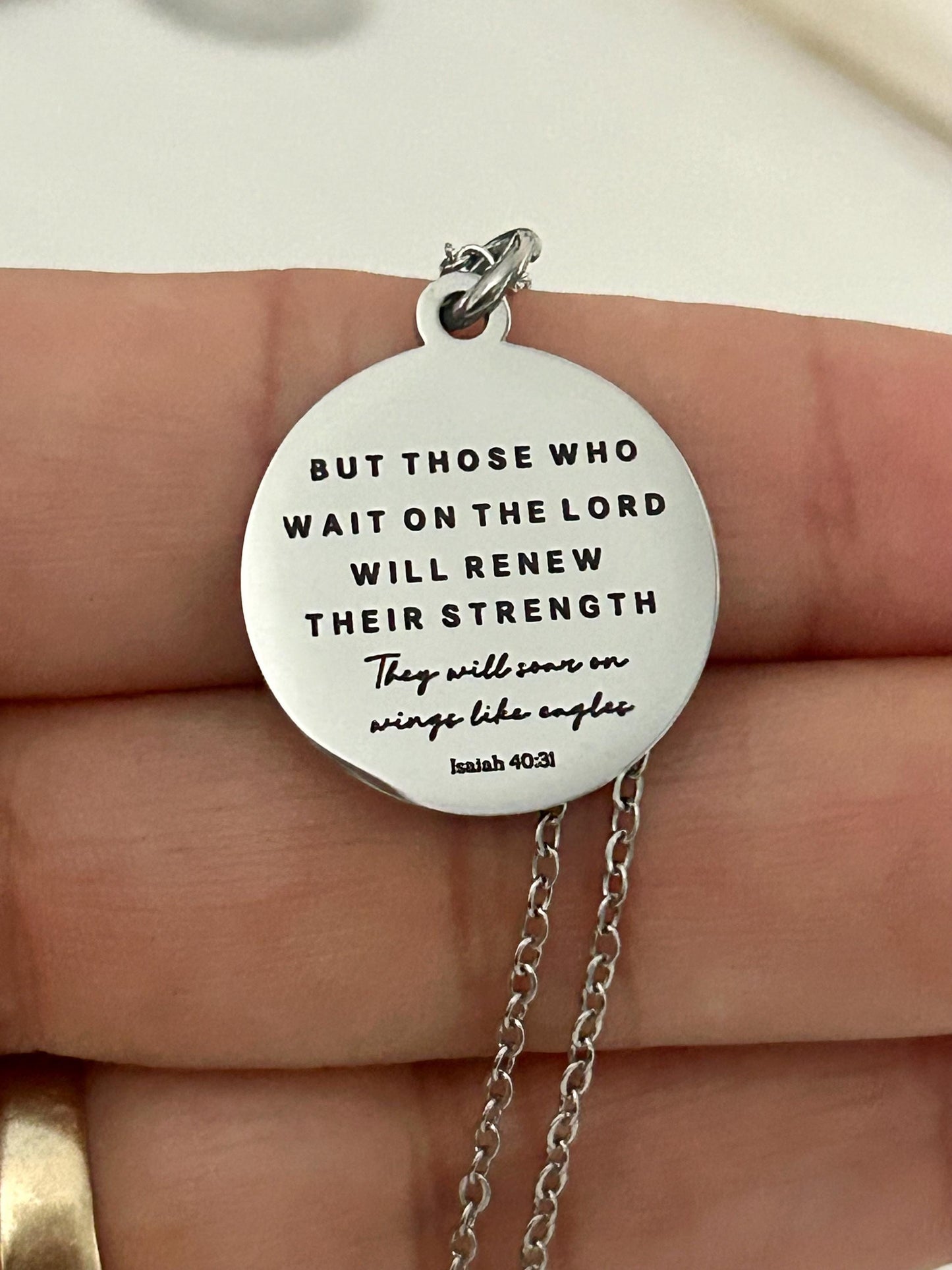 But Those who wait on The Lord Isaiah 40:31 Bible Verse Necklace, Christian Gifts, Scripture Jewelry