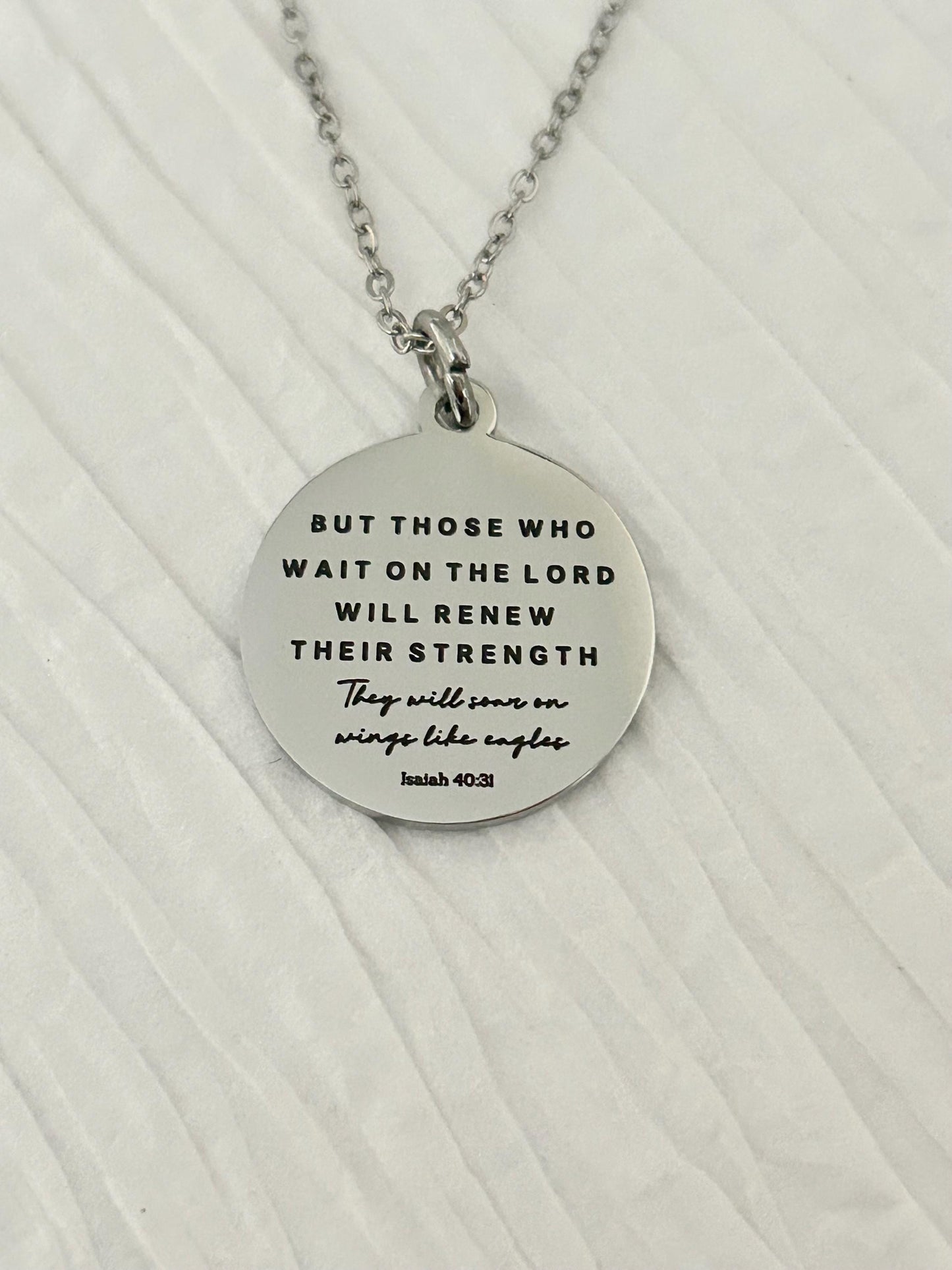 But Those who wait on The Lord Isaiah 40:31 Bible Verse Necklace, Christian Gifts, Scripture Jewelry