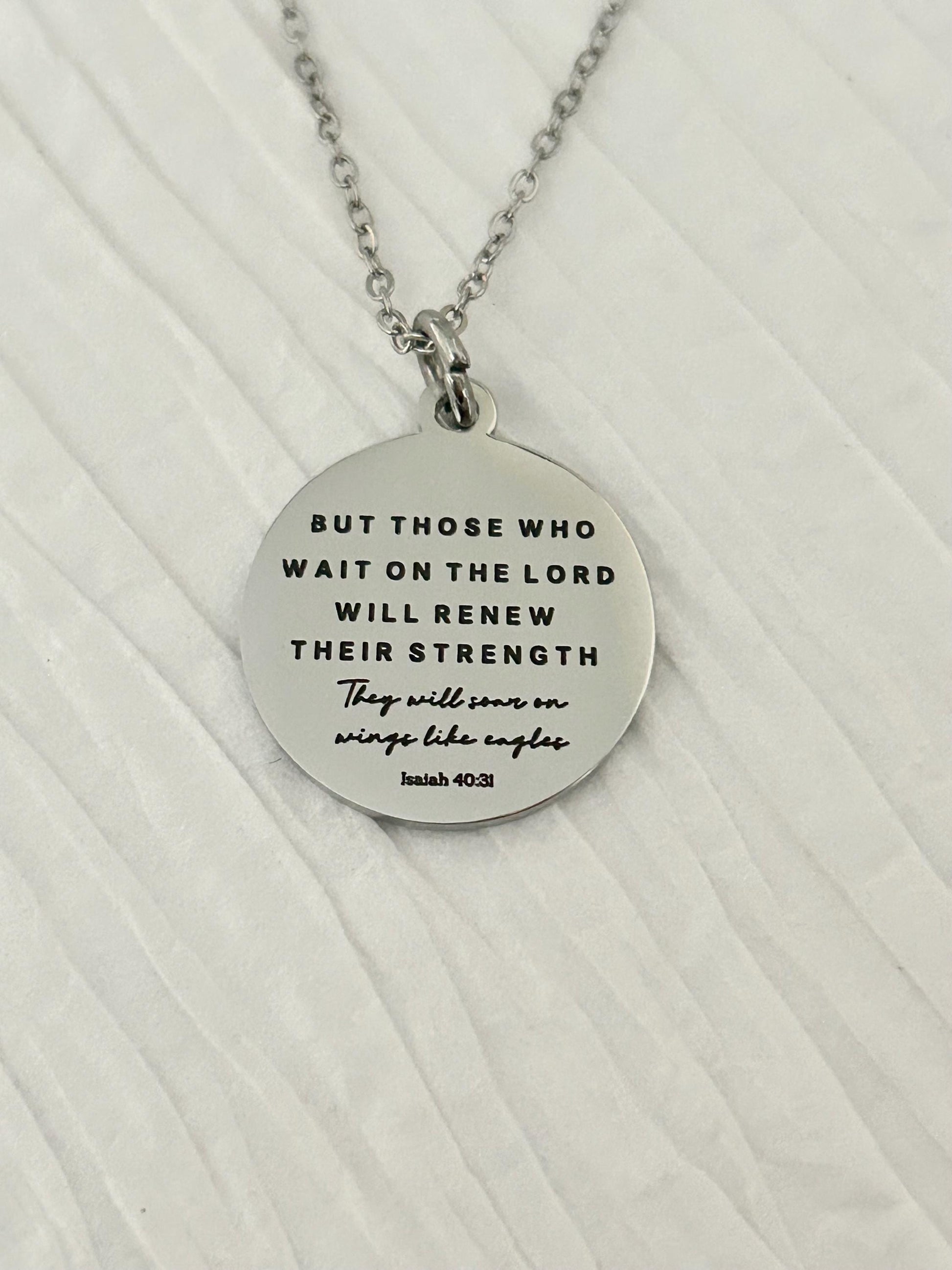 But Those who wait on The Lord Isaiah 40:31 Bible Verse Necklace, Christian Gifts, Scripture Jewelry