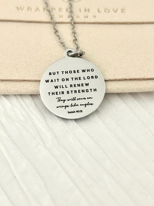 But Those who wait on The Lord Isaiah 40:31 Bible Verse Necklace, Christian Gifts, Scripture Jewelry
