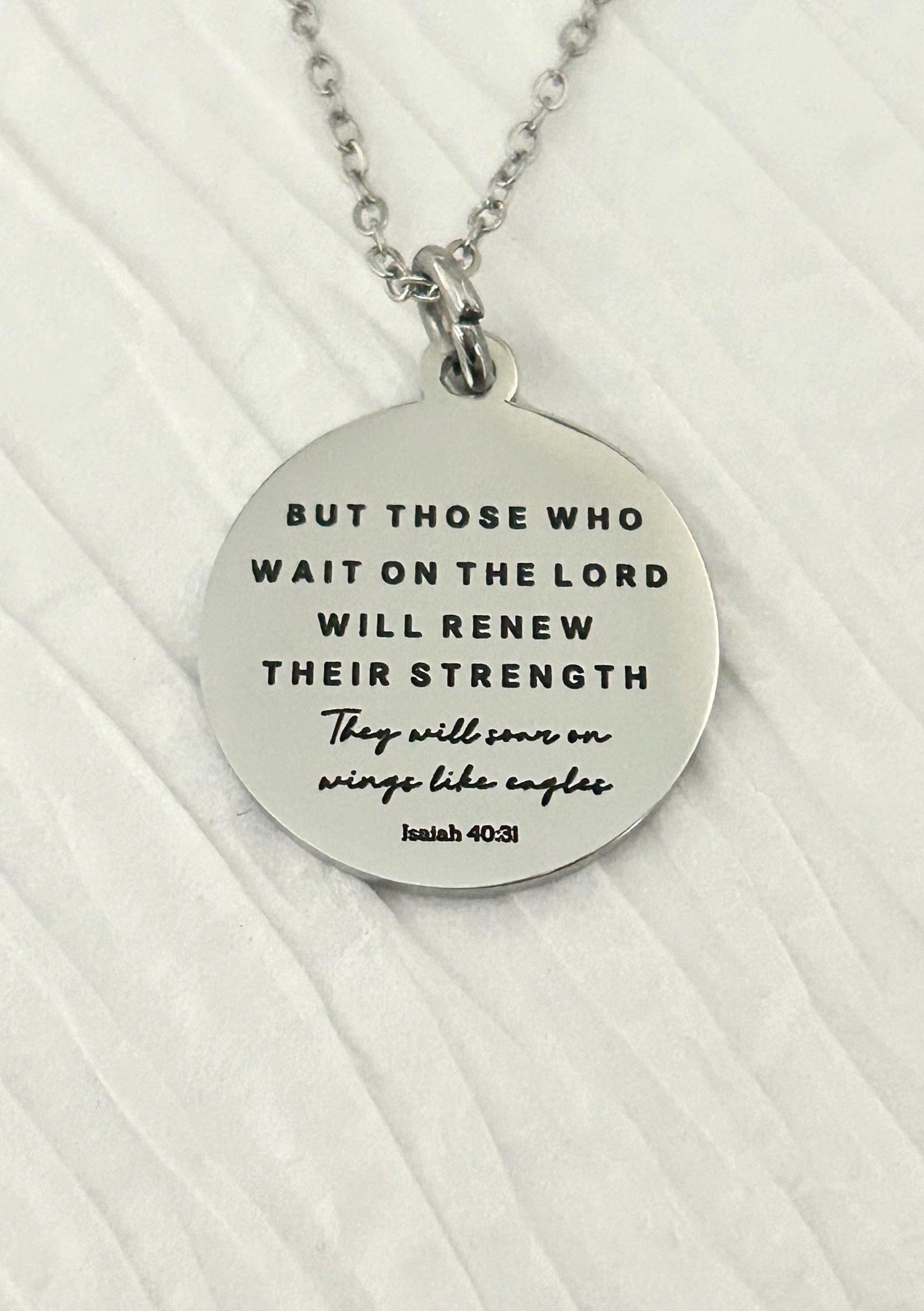 But Those who wait on The Lord Isaiah 40:31 Bible Verse Necklace, Christian Gifts, Scripture Jewelry