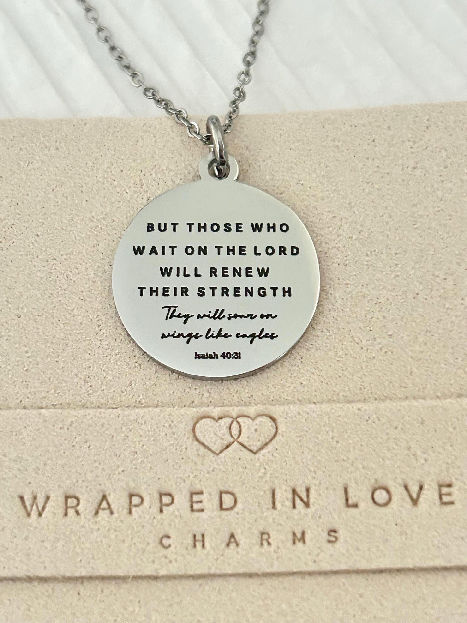 But Those who wait on The Lord Isaiah 40:31 Bible Verse Necklace, Christian Gifts, Scripture Jewelry