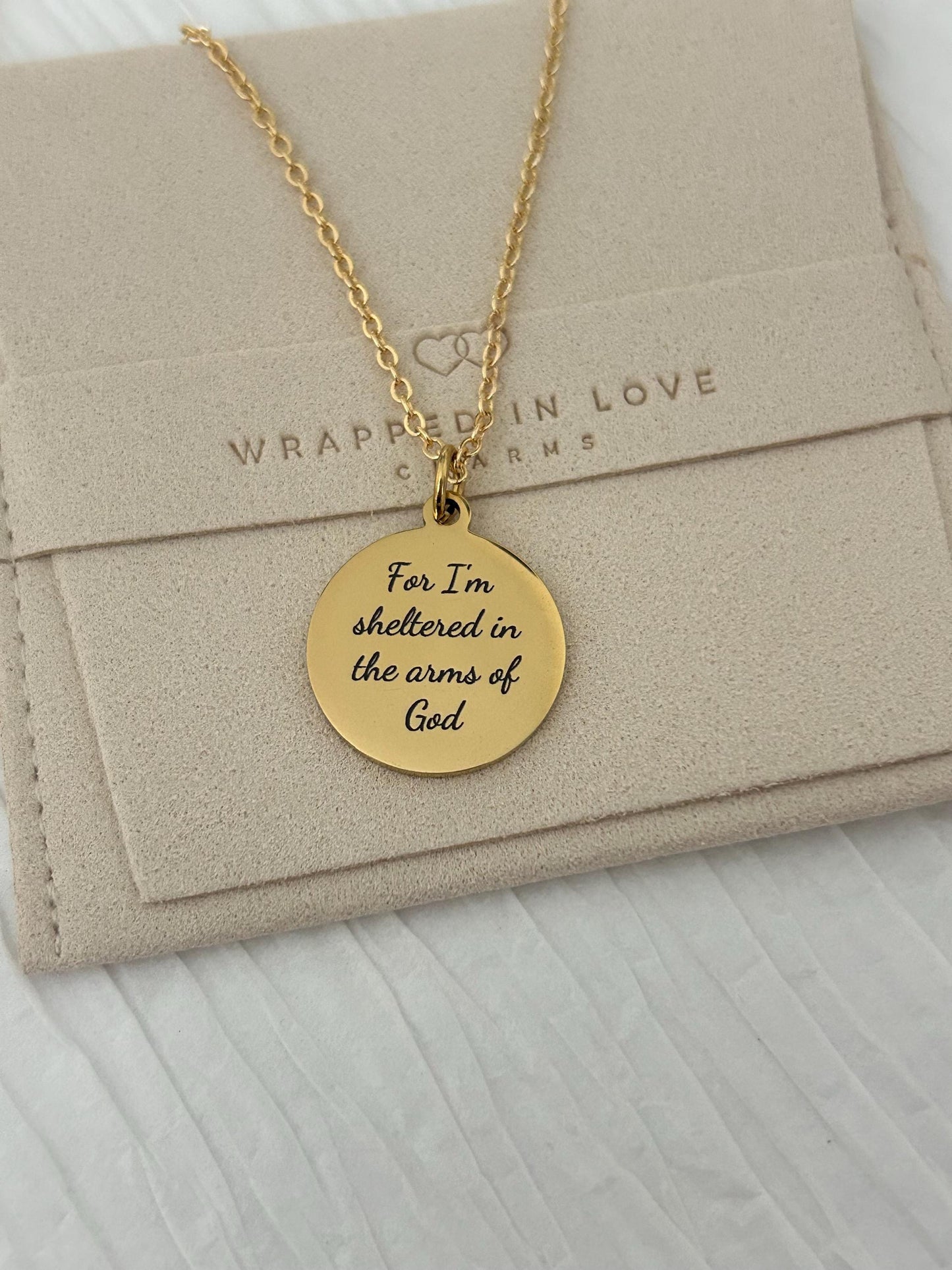 For I Am Sheltered in the Arms of God Necklace, Christian Necklace, Faith Jewelry, Sympathy Gift, Memorial Jewelry, Religious Comfort Gift