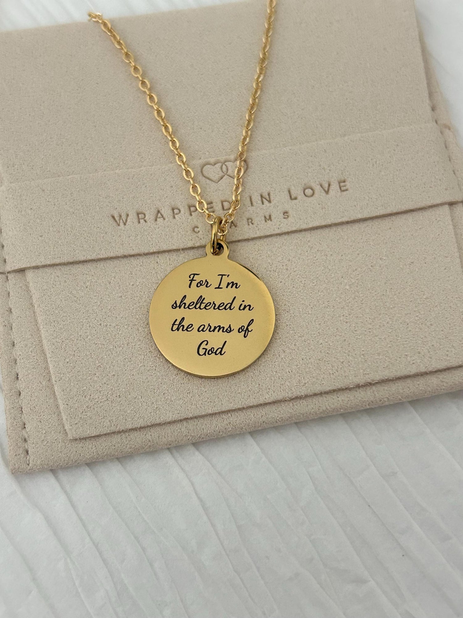 For I Am Sheltered in the Arms of God Necklace, Christian Necklace, Faith Jewelry, Sympathy Gift, Memorial Jewelry, Religious Comfort Gift