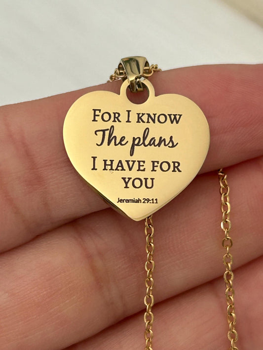 For I Know the Plans I Have for You Necklace, Jeremiah 29:11 Christian Necklace, Bible Verse Jewelry, Faith Necklace, Christian Gift