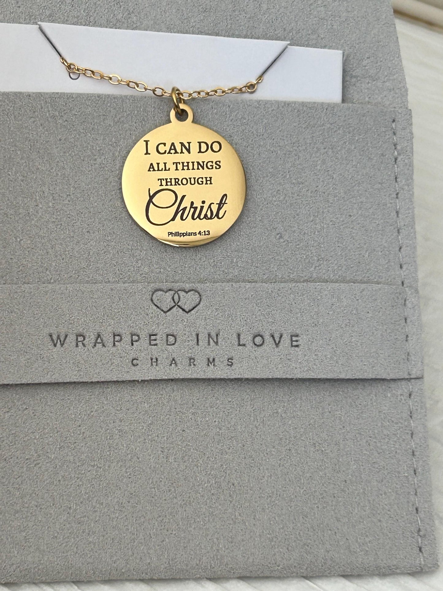 Christian Necklace Philippians 4:13, I Can Do All Things Through Christ, Faith Jewelry Gift, Inspirational Bible Verse Necklace