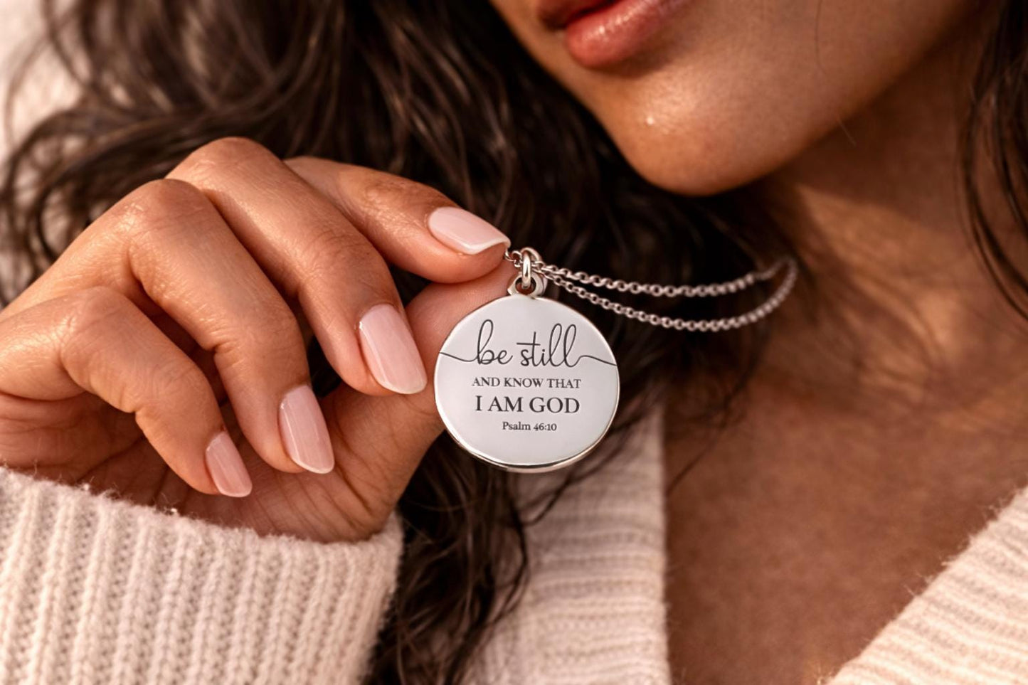 Be Still Necklace – Psalm 46:10 Gold Christian Necklace, Faith Jewelry Gift for Women, Inspirational Bible Verse Pendant, Religious Gift