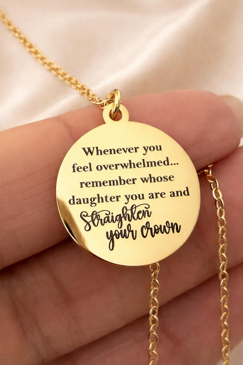 Remember Whose Daughter You Are Necklace, Straighten Your Crown Jewelry, Graduation Gift, Faith Necklace for Women, Christian Gift for Her