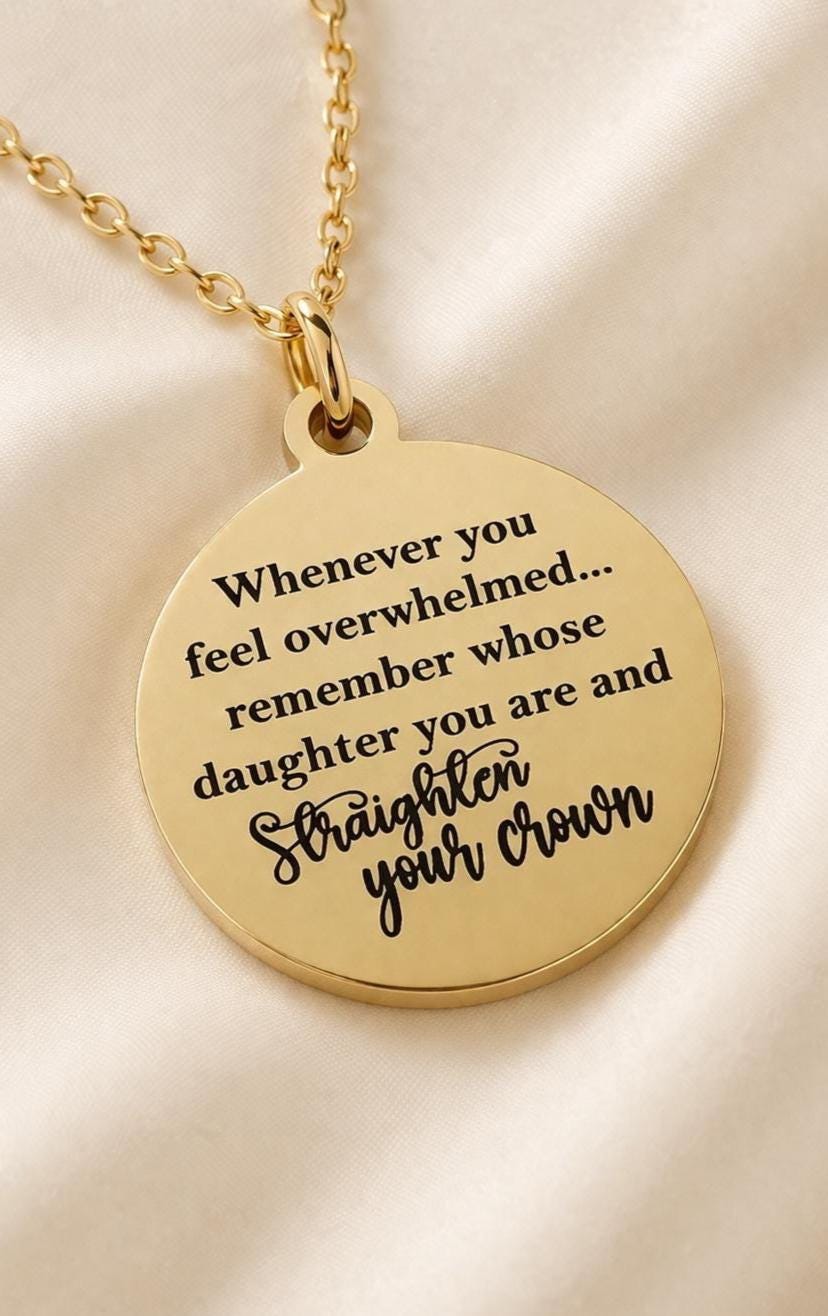 Remember Whose Daughter You Are Necklace, Straighten Your Crown Jewelry, Graduation Gift, Faith Necklace for Women, Christian Gift for Her