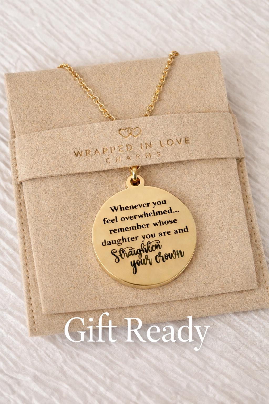 Remember Whose Daughter You Are Necklace, Straighten Your Crown Jewelry, Inspirational Faith Necklace for Women, Christian Gift for Her