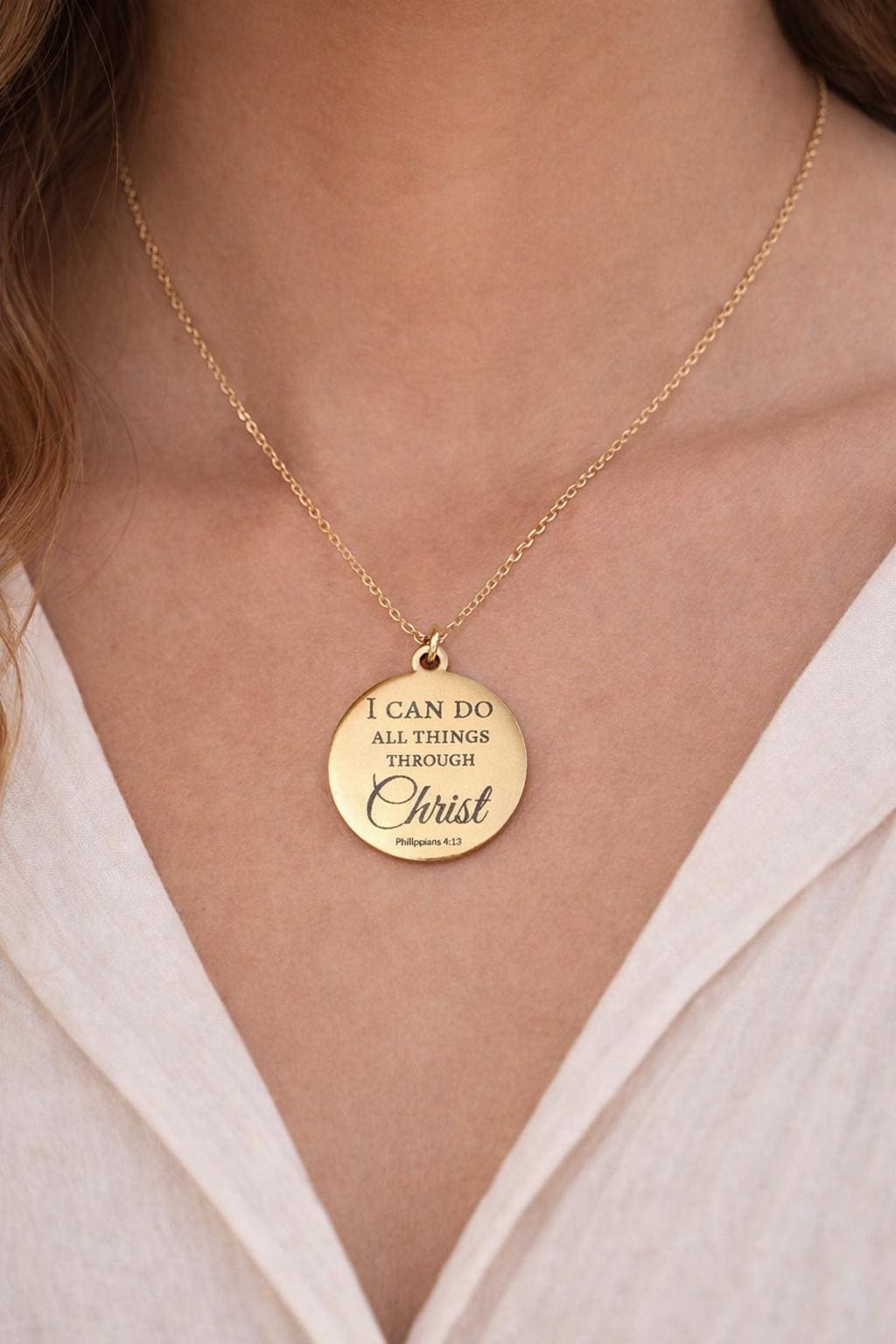 I Can Do All Things Through Christ Necklace, Philippians 4:13 Jewelry, Christian Gift for Women, Faith Necklace, Inspirational Bible Verse