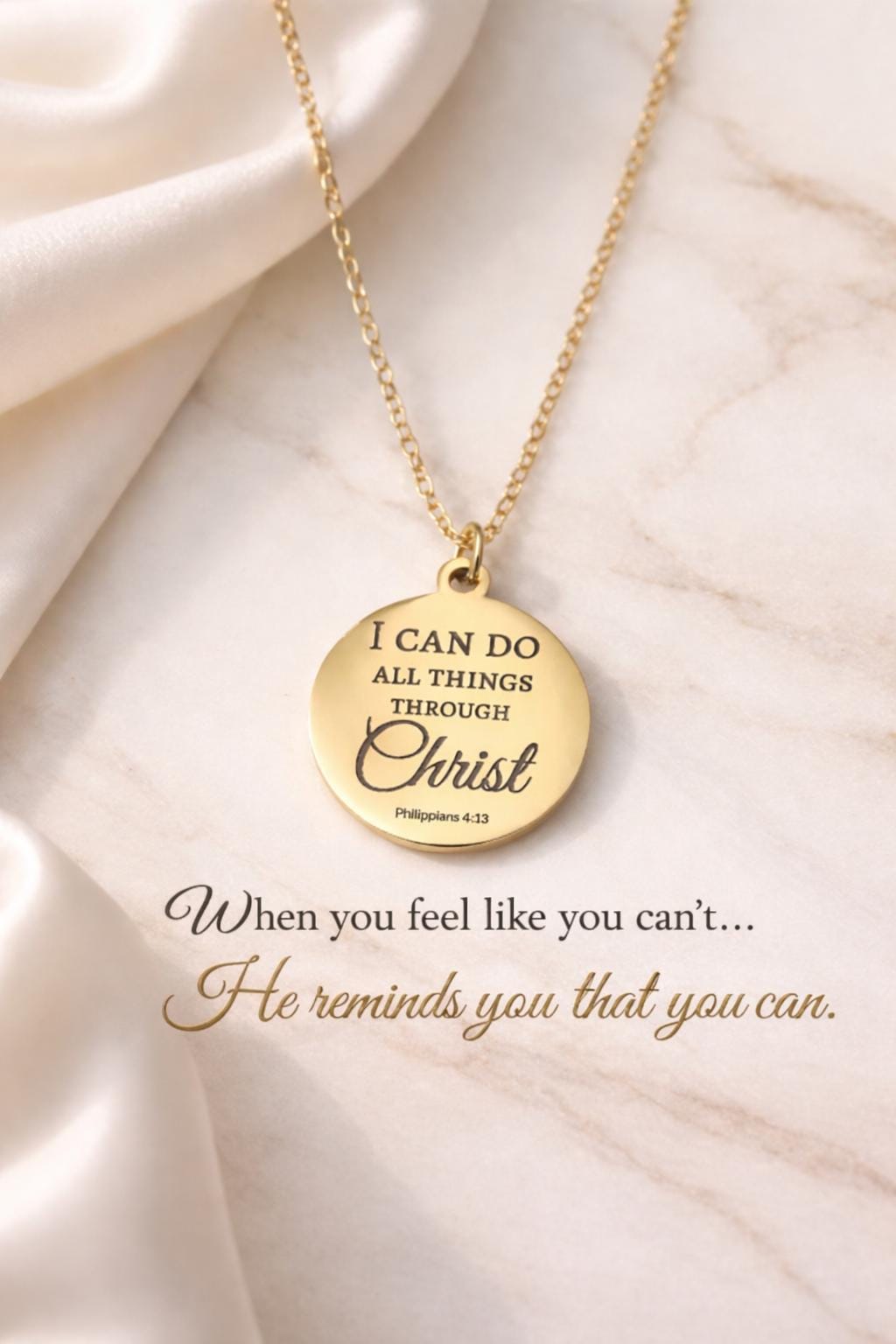I Can Do All Things Through Christ Necklace, Philippians 4:13 Jewelry, Christian Gift for Women, Faith Necklace, Inspirational Bible Verse
