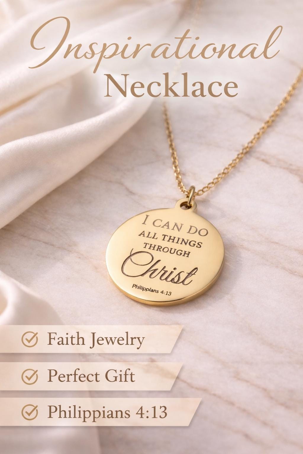I Can Do All Things Through Christ Necklace, Philippians 4:13 Jewelry, Christian Gift for Women, Faith Necklace, Inspirational Bible Verse