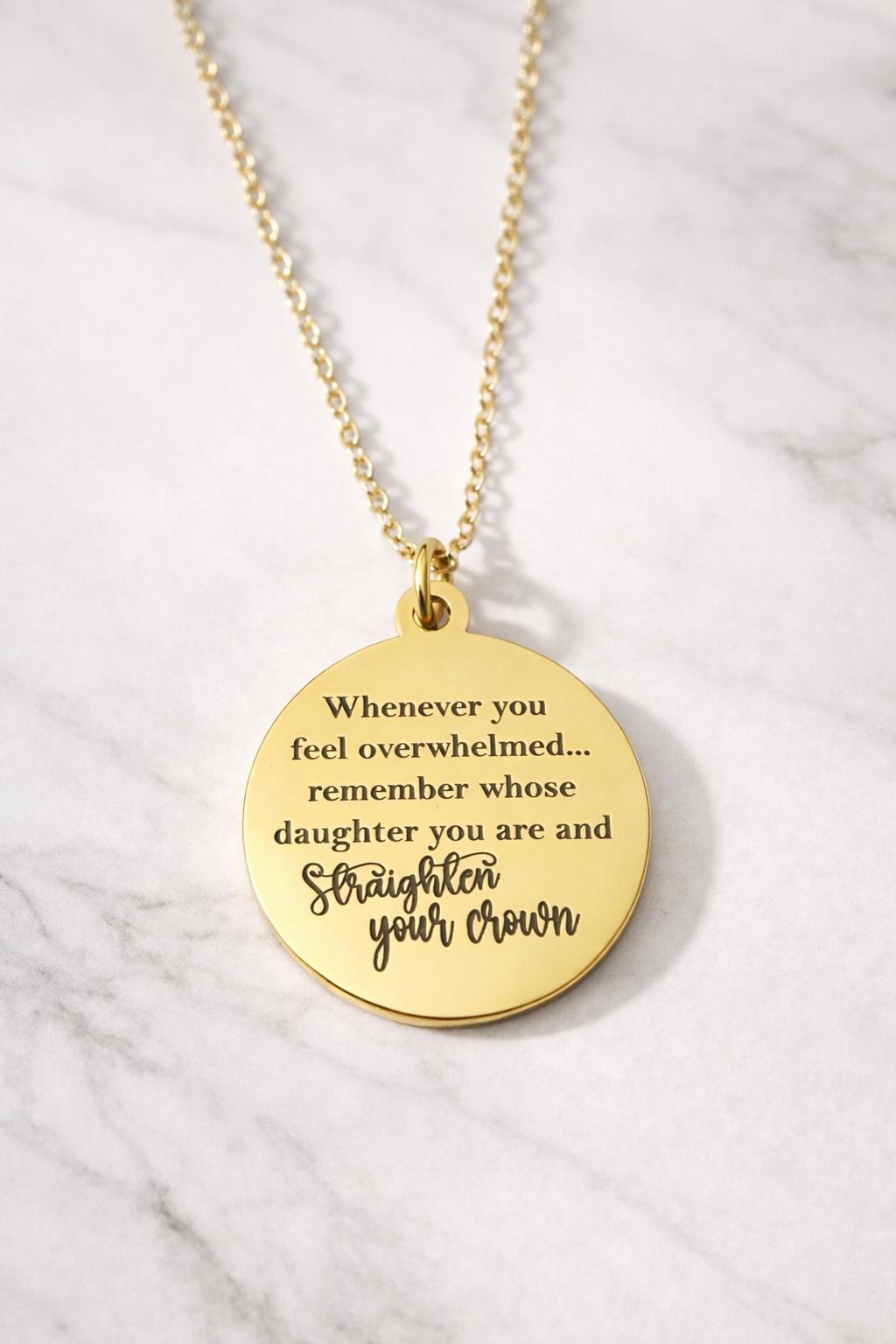 Remember Whose Daughter You Are Necklace, Straighten Your Crown Jewelry, Graduation Gift, Faith Necklace for Women, Christian Gift for Her