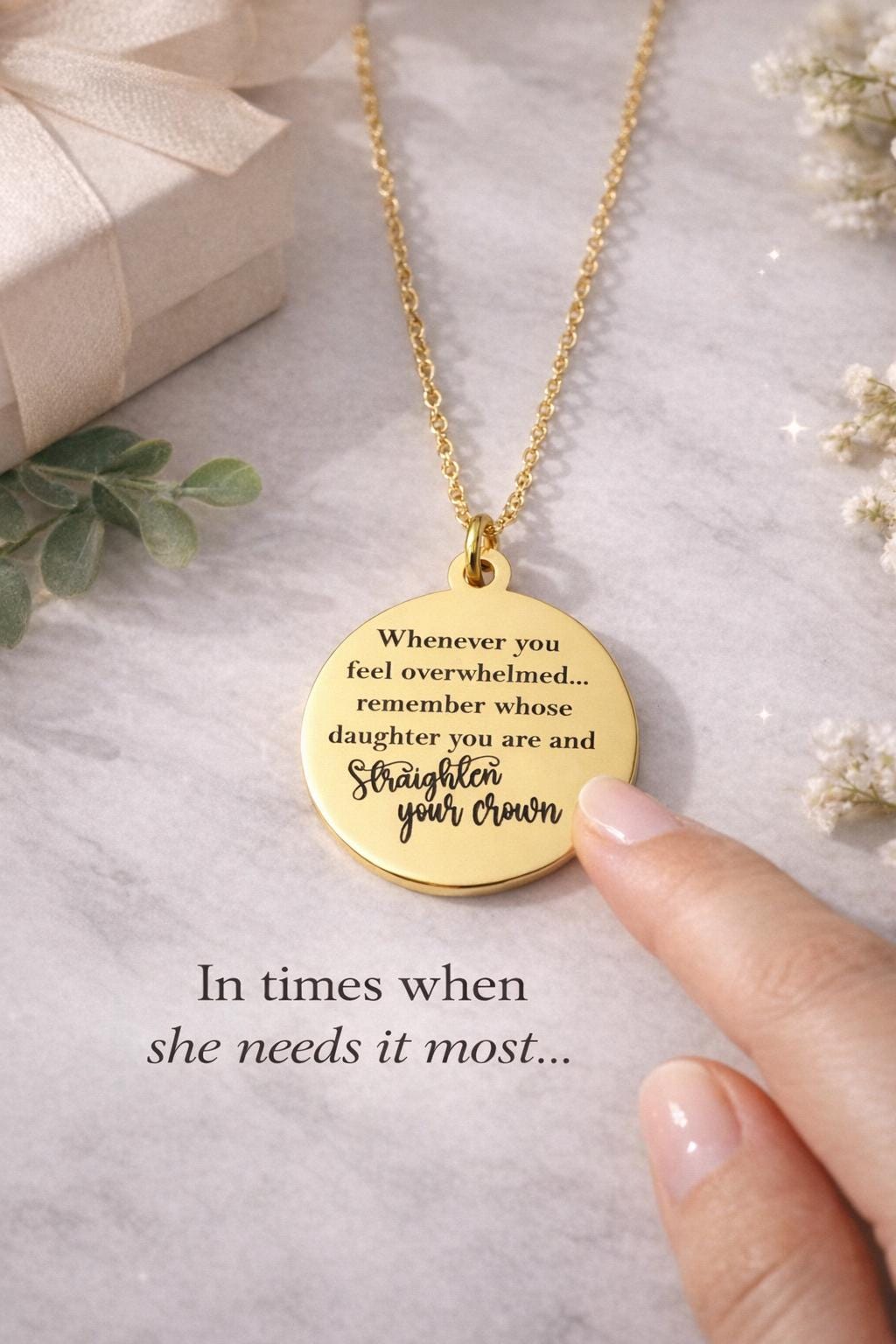 Remember Whose Daughter You Are Necklace, Straighten Your Crown Jewelry, Graduation Gift, Faith Necklace for Women, Christian Gift for Her