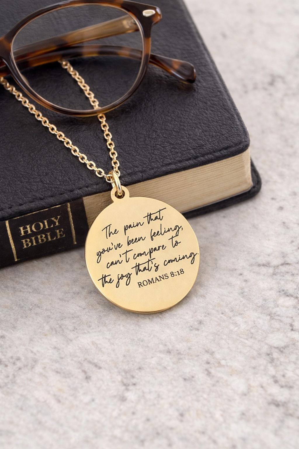 Romans 8:18 Necklace The Pain You’ve Been Feeling Can’t Compare Necklace Christian Encouragement Gift, Faith Jewelry for Women, Bible Verse