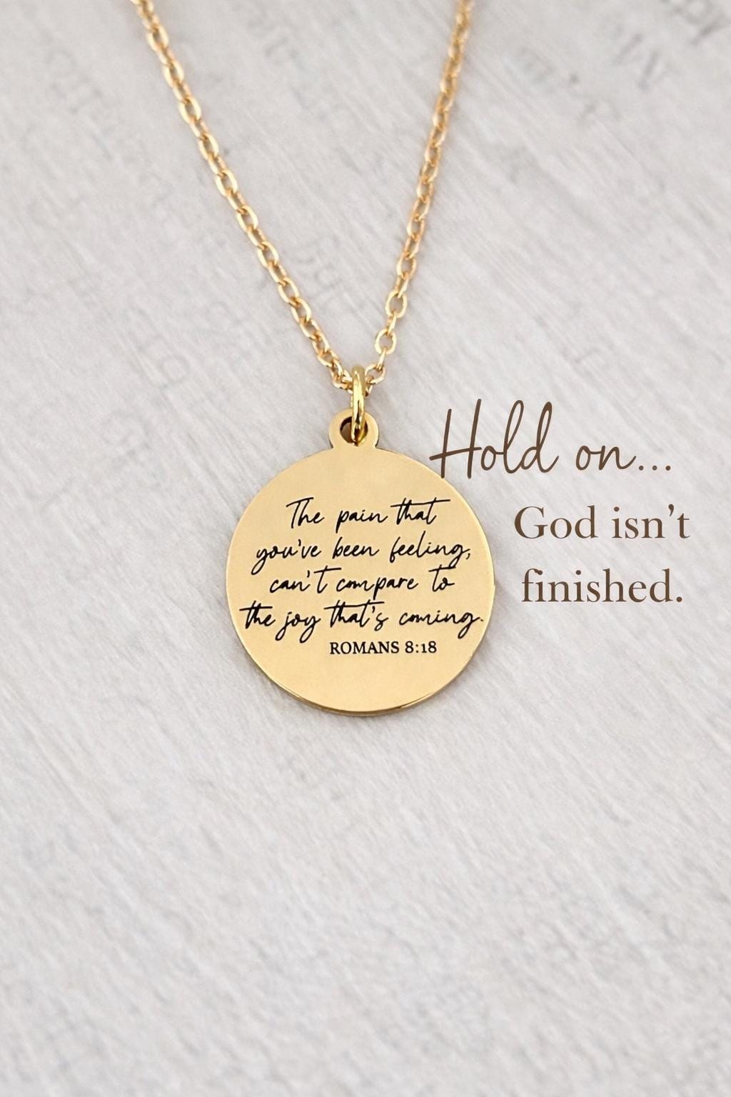 Romans 8:18 Necklace The Pain You’ve Been Feeling Can’t Compare Necklace Christian Encouragement Gift, Faith Jewelry for Women, Bible Verse