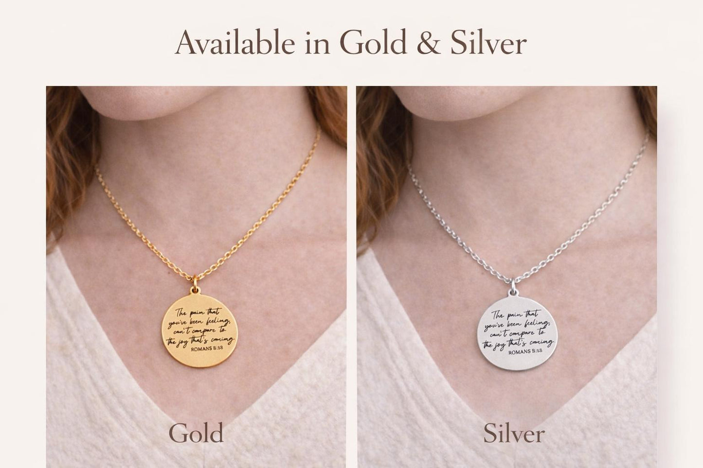 Romans 8:18 Necklace, The Pain You’ve Been Feeling Can’t Compare Necklace, Christian Encouragement Gift, Faith Jewelry for Women, Bible Vers