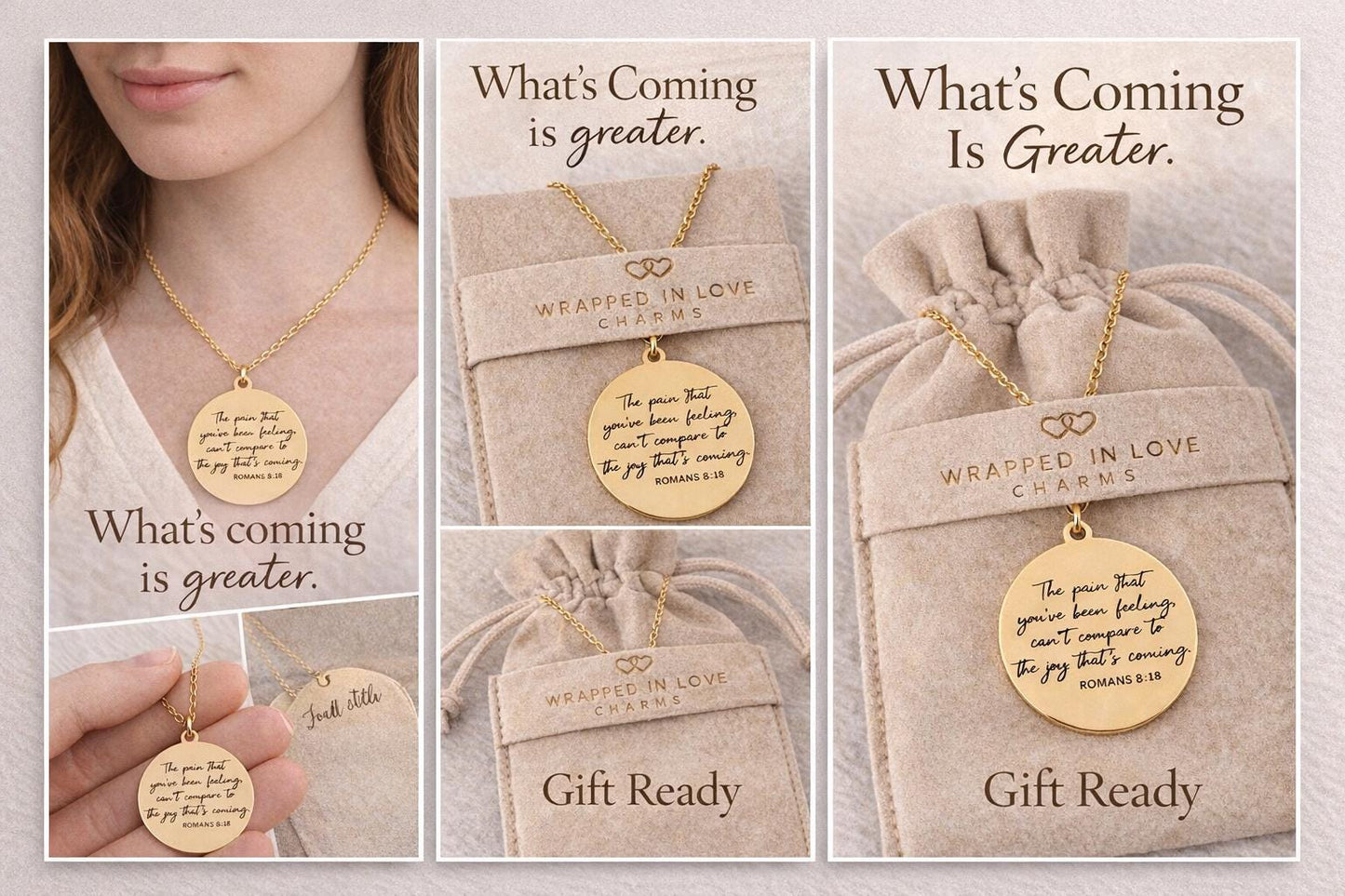 Romans 8:18 Necklace, The Pain You’ve Been Feeling Can’t Compare Necklace, Christian Encouragement Gift, Faith Jewelry for Women, Bible Vers