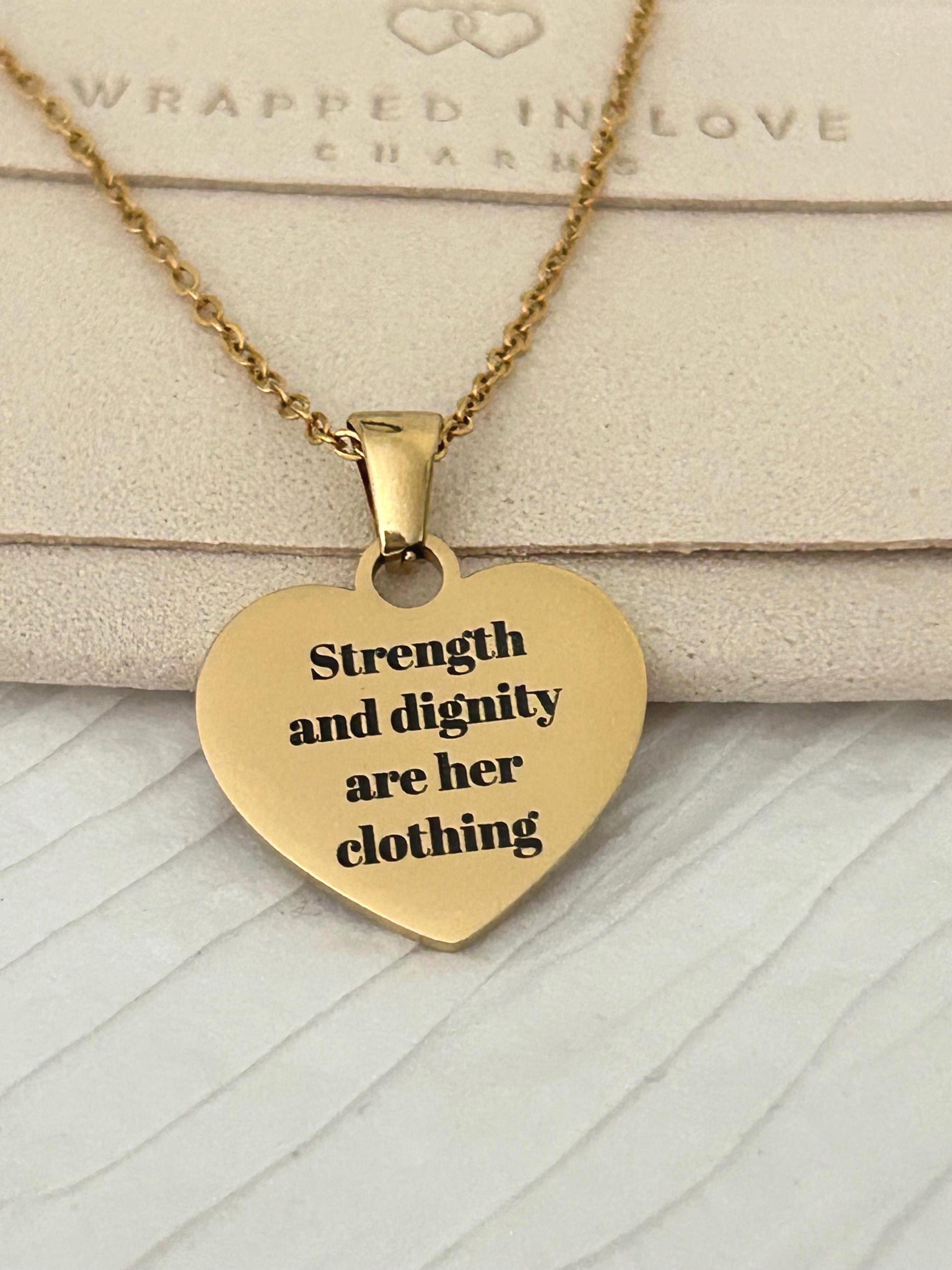 Proverbs 31:25 Necklace, Strength and Dignity Necklace, Christian Gift for Her, Bible Verse Jewelry, Faith Necklace, Inspirational Gift